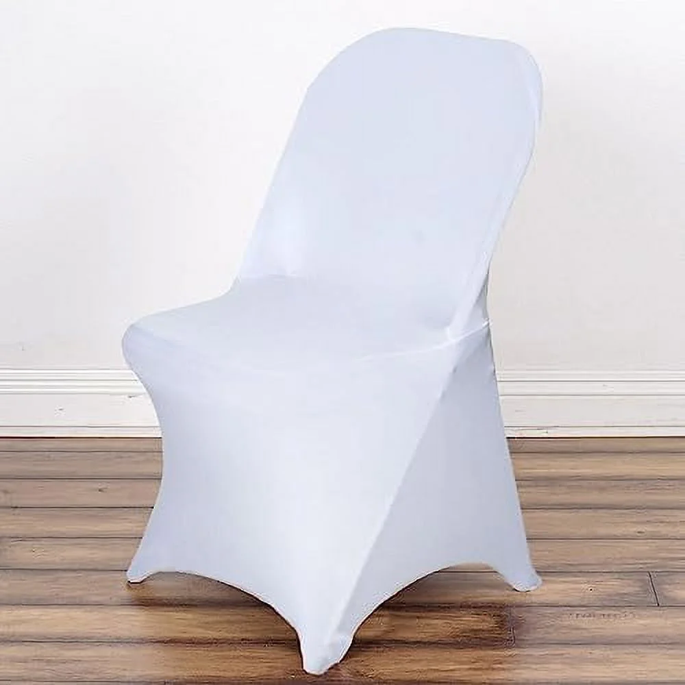 30 PCS Stretchy Spandex Fitted Folding Chair Cover Dinning Event Slipcover For Wedding Party Banquet Catering - White
