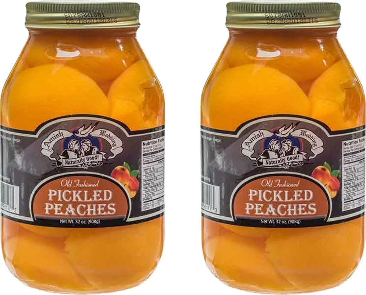 Amish Wedding Foods Pickled Peach Halves, 2-Pack 32 oz. Jars