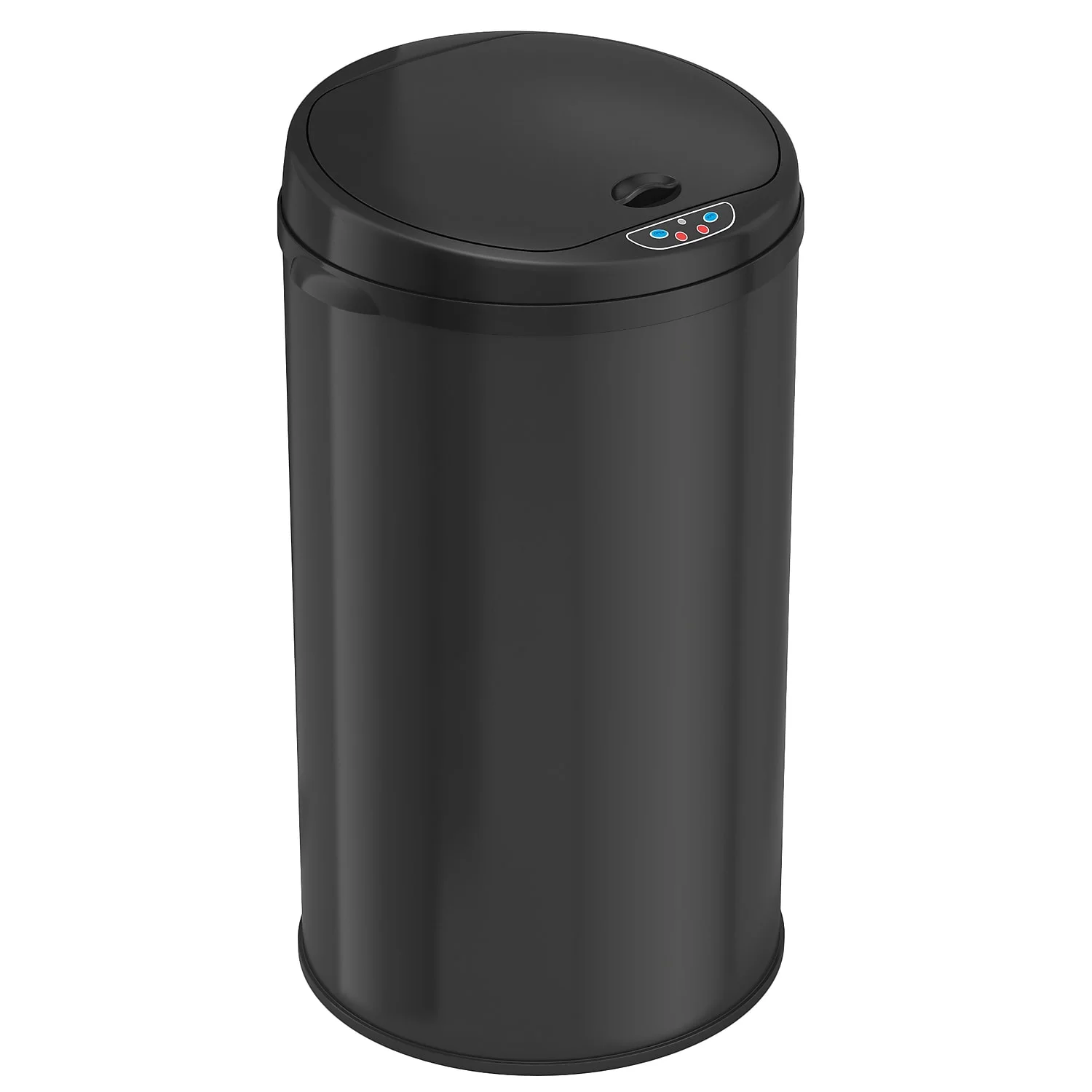 iTouchless Stainless Steel Round Sensor Trash Can with AbsorbX Odor Control System, 8 Gallon, Black