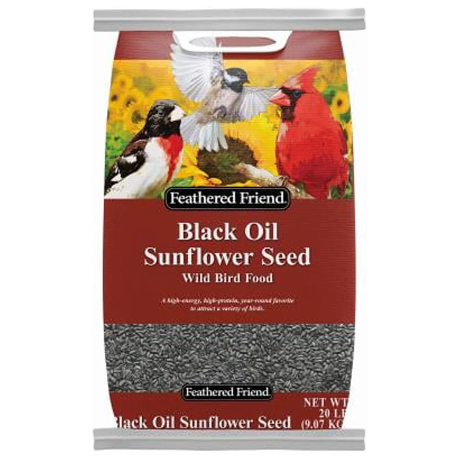 Feathered Friend 14421 Black Oil Sunflower Seed Wild Bird Food, 20 Lb. Bag - Quantity 1