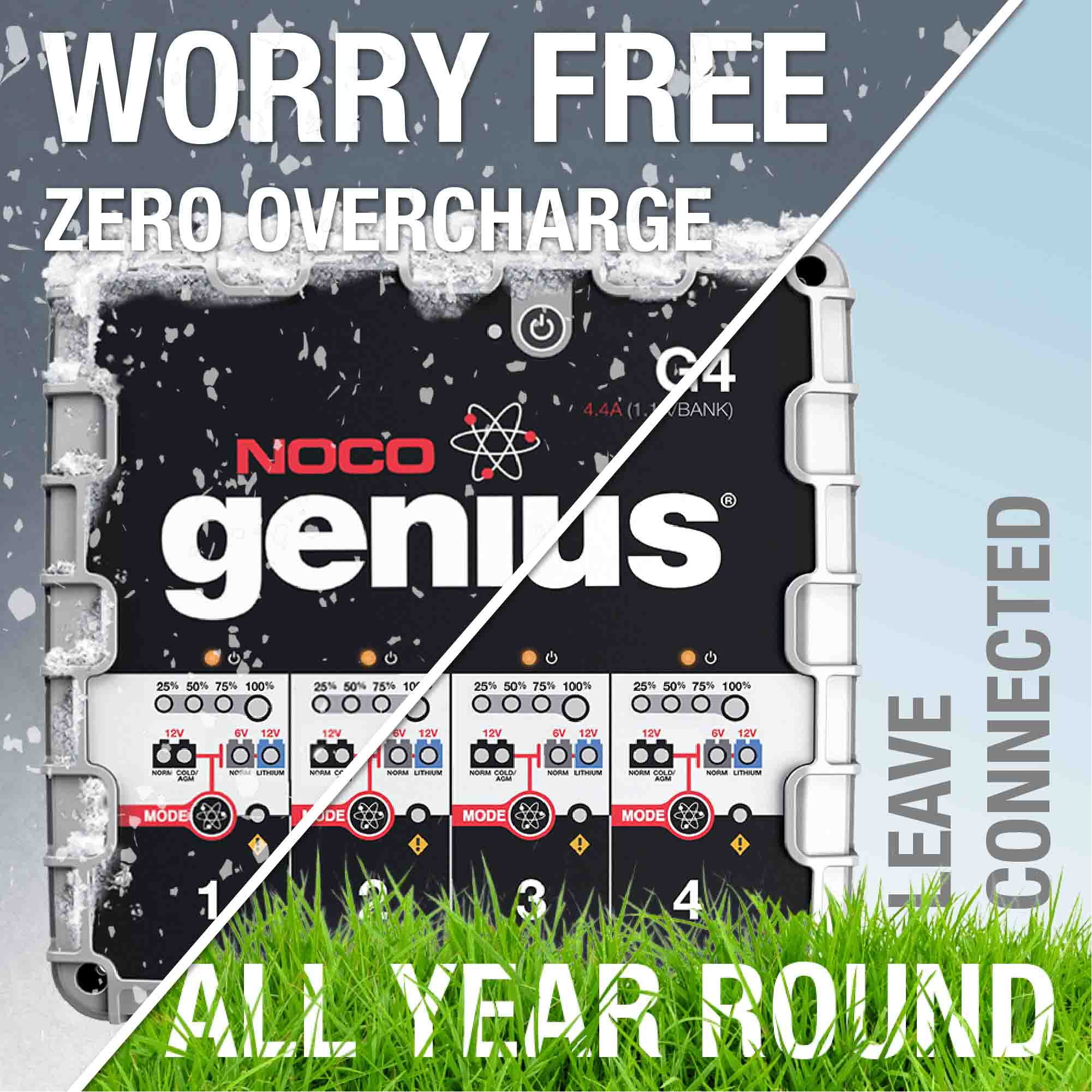 NOCO Genius G4 6V/12V 4.4 Amp 4-Bank Battery Charger and Maintainer