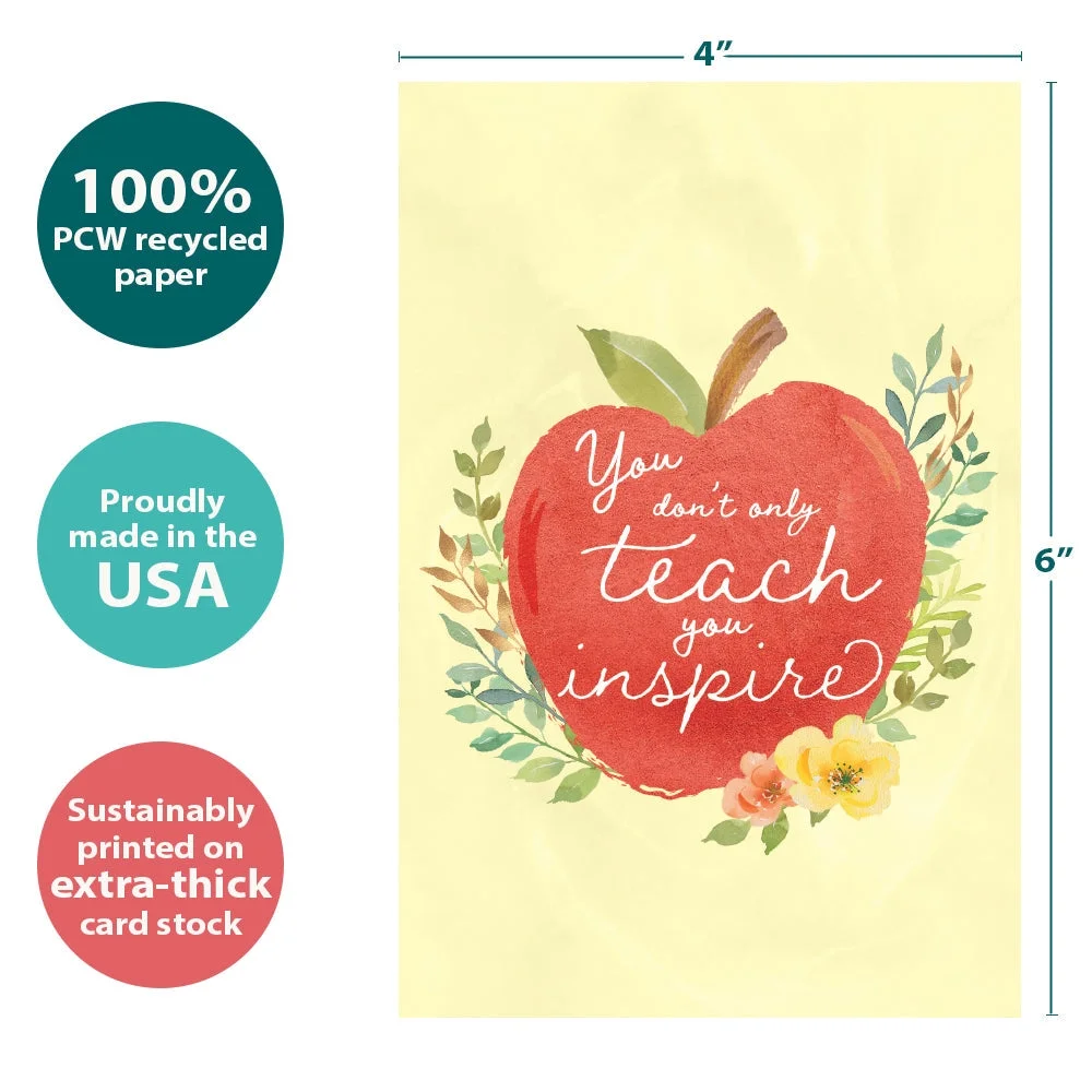 Tree-Free Greetings Teacher Appreciation Greeting Card 12 Pack, 100% Recycled Paper, 4x6, You Inspire (FS64681)