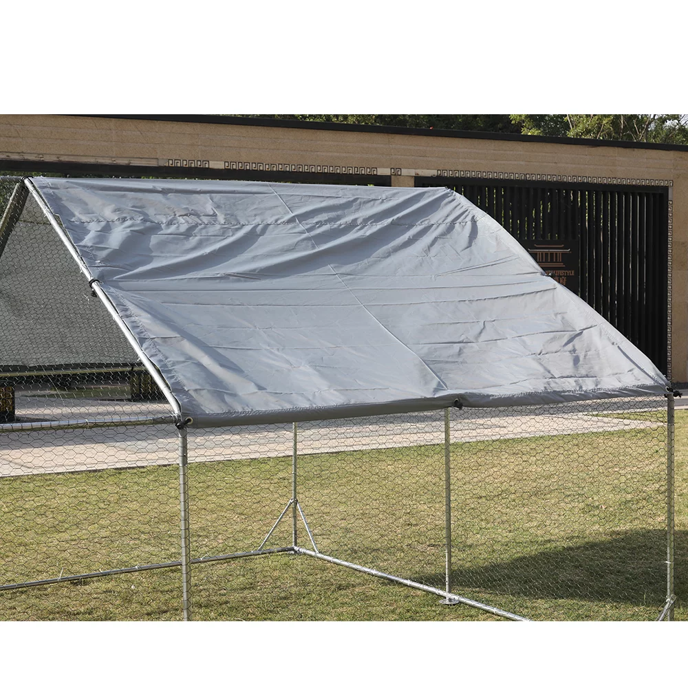 Best Extra Large Metal Chicken Coop Walking Poultry Cage Hen Run House Rabbits Habitat Cage Spire Shaped Coops with Waterproof and Anti-Ultraviolet Cover for Backyard Farm