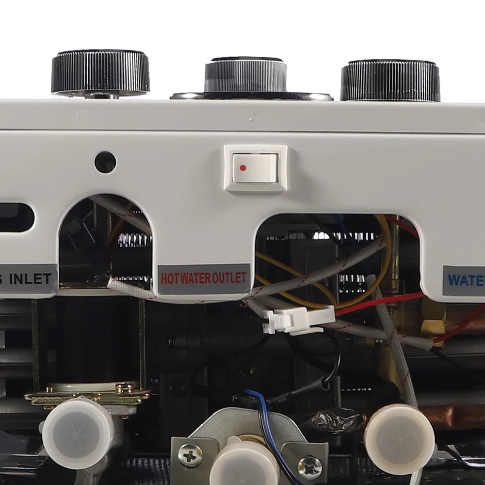 KingFurt 10L Natural Gas Water Heater White Coating Front Panel & Gray Bottom 20KW Rated Power With Temperature Display