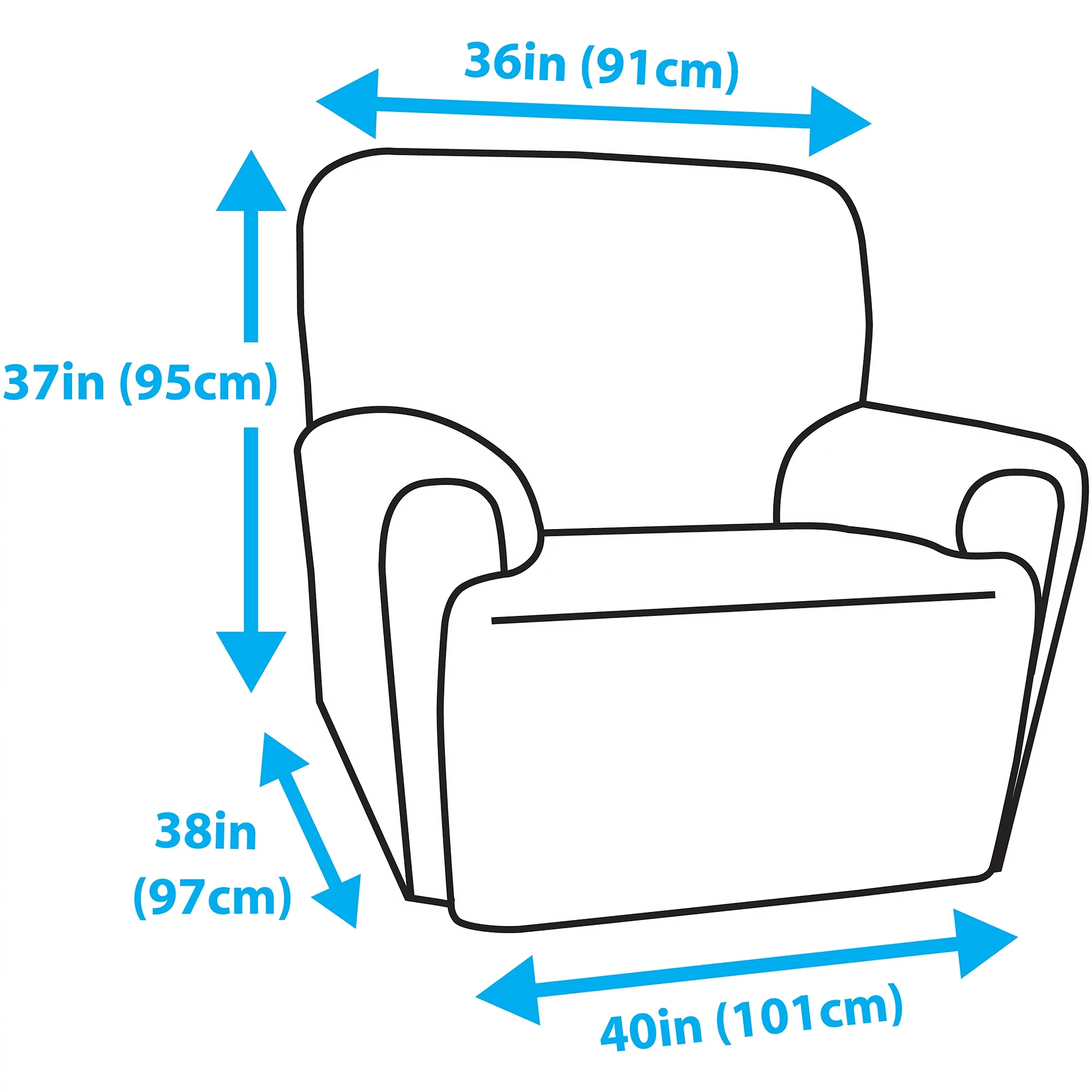 Zenna Home Narrow Stripe Patterned 4-Pieces Recliner Stretch Slipcovers, Black