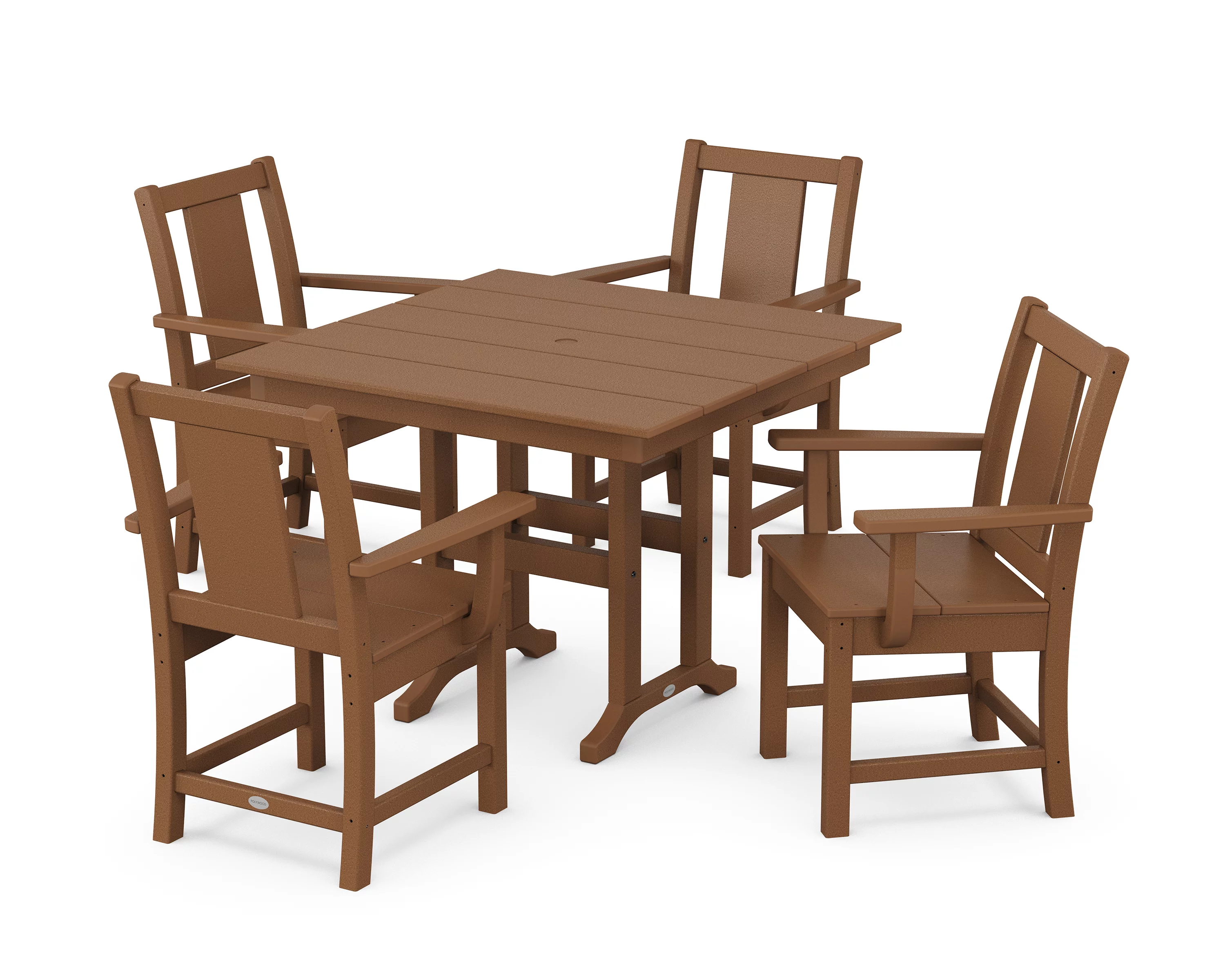 POLYWOOD® Prairie 5-Piece Farmhouse Dining Set in Teak