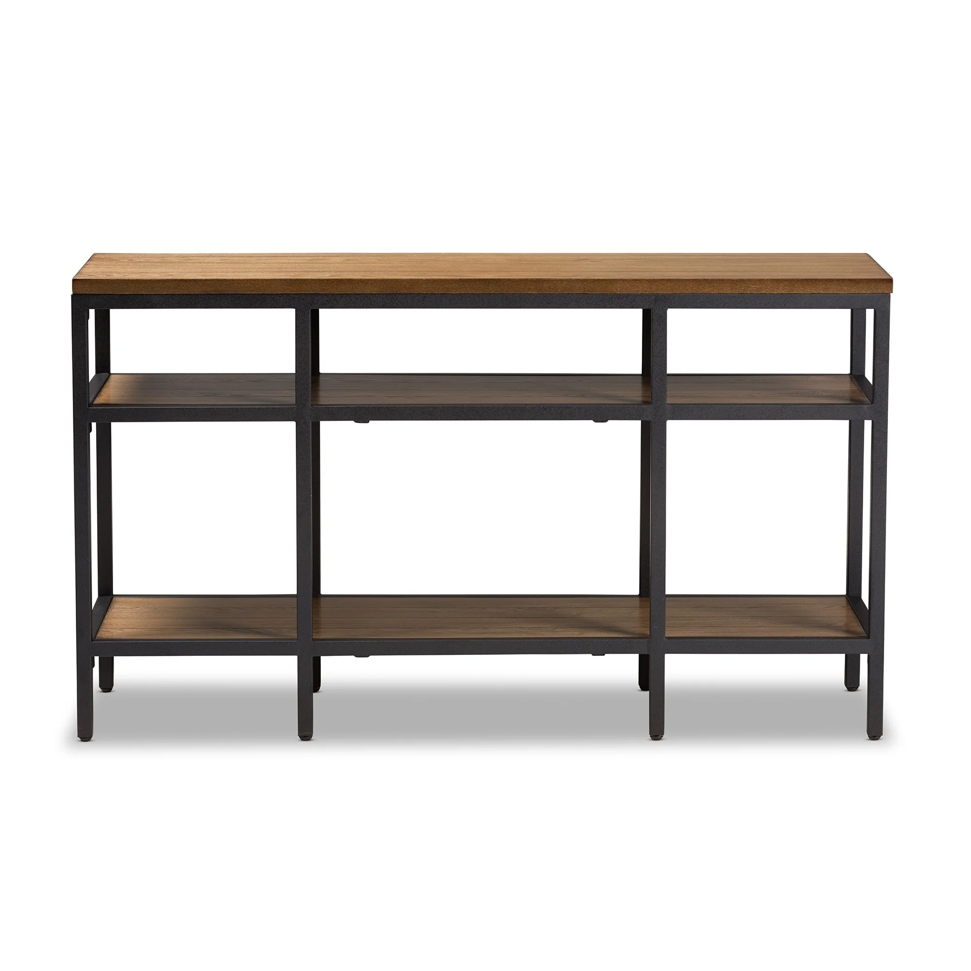 Baxton Studio Rustic Brown and Black Console Table by