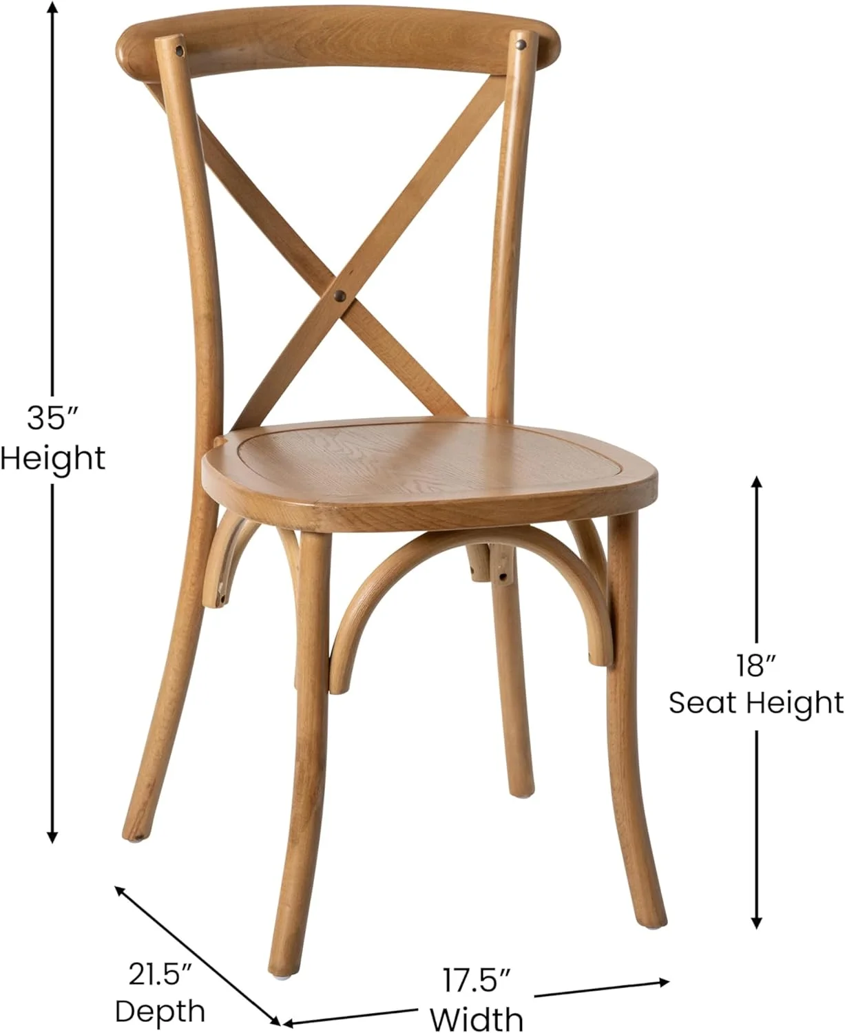 Bardstown Bistro Wooden Dining Chair - Light Brown - High X-Back