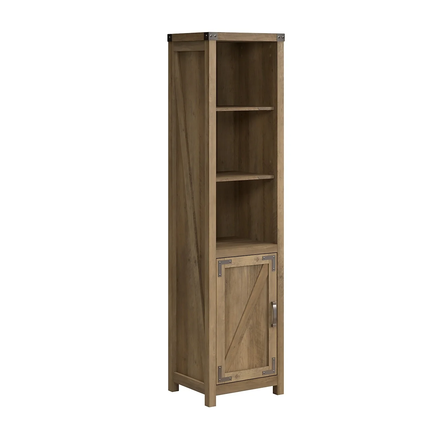 Bush Furniture Knoxville Tall Narrow 5 Shelf Bookcase in Reclaimed Pine