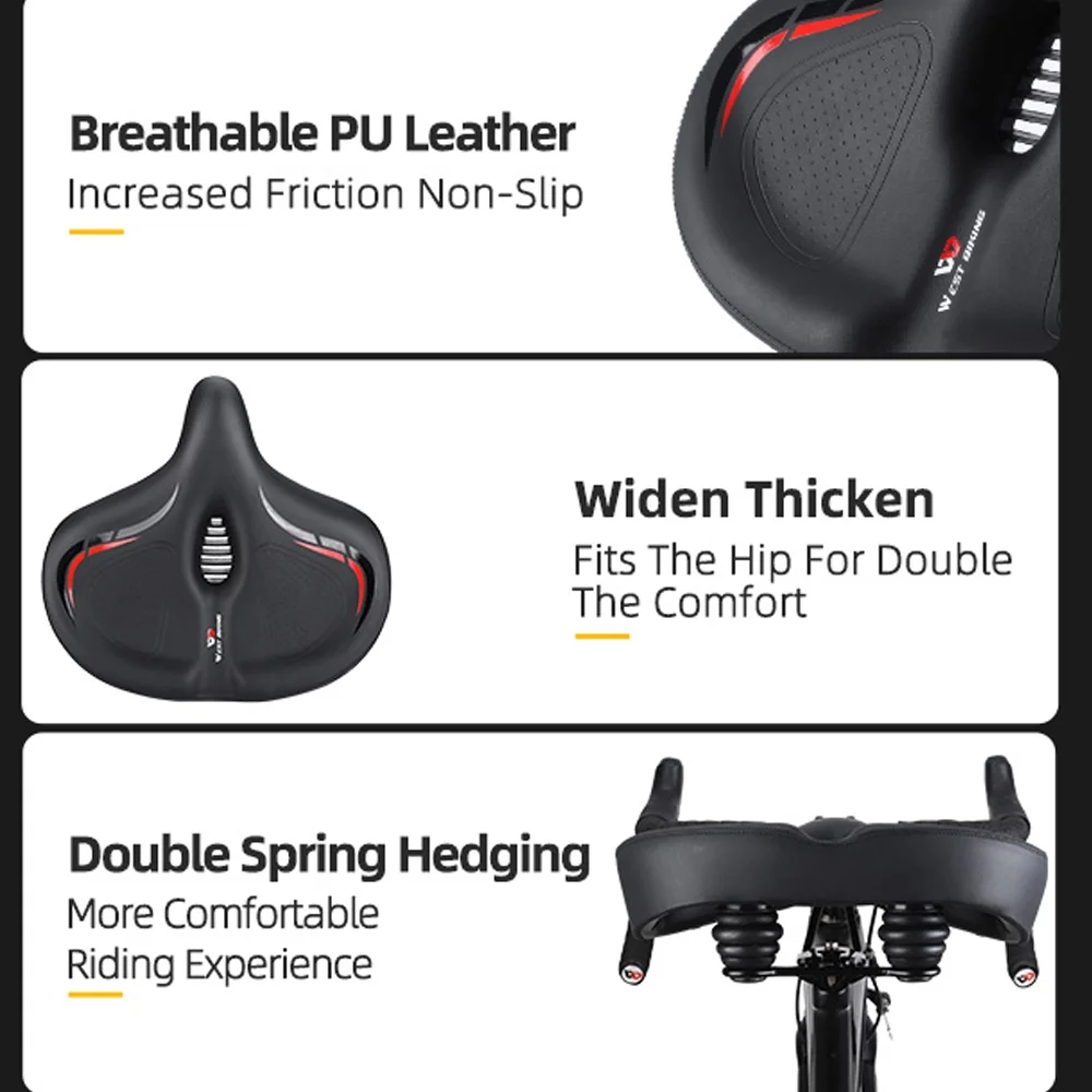 WEST BIKING Bicycle saddles,Pad Road Breathable Elasticity Bike Saddle Road Breathable Antislip PU Pad Road Soft Waterproof PU Thickened Elasticity Bike LAOSHE BUZHI Vifaleno WENZI ADBEN