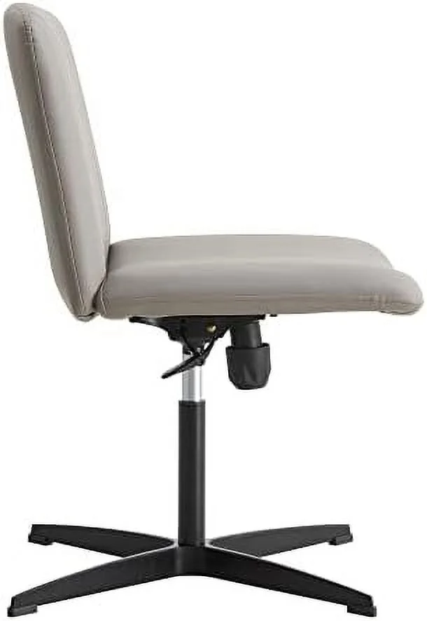 HYHBIBOOM Armless Office Desk Chair No Wheels  PU Adjustable Swivel Criss Cross Chair with 105 ° to 120 ° Elastic Recline and Padded Mid Back Ergonomic Task Chair Wide Chair Vanity Chai