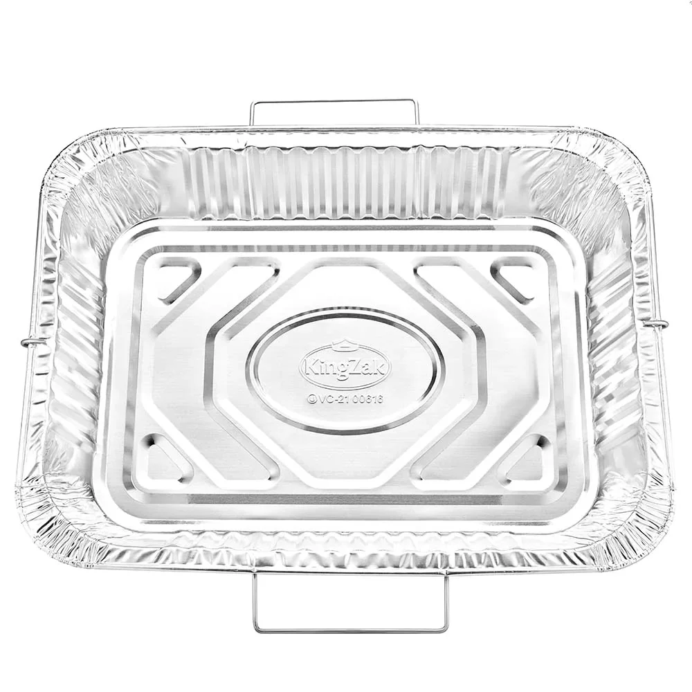 Disposable Rectangle Aluminum Handle Rack Pan Roaster - No Lids, Dimensions L 16 3/4 x W 12 x D 2 1/2 (30 Qty)