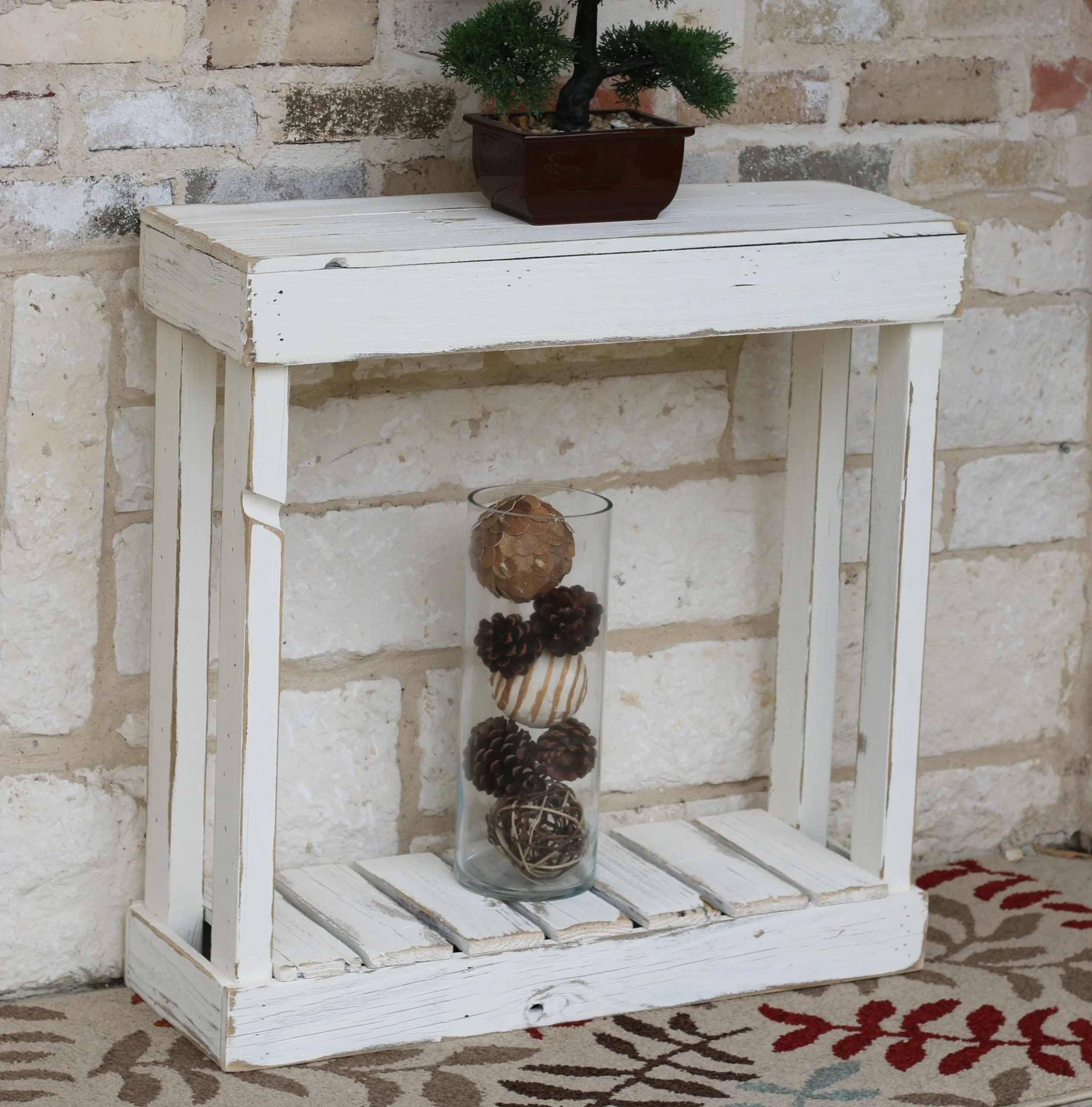 White Slatted Console