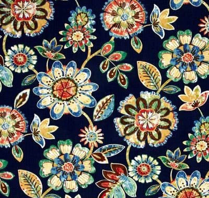 RSH Décor Indoor Outdoor 3 Piece Set - 1 Loveseat & 2 Wicker Tufted U - Shape Chair Cushions - Daelyn Navy Floral (41