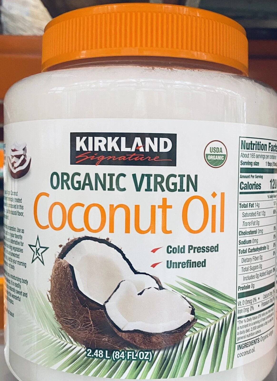 Organic Coconut Oil Virgin Cold Pressed Unrefined 84 oz