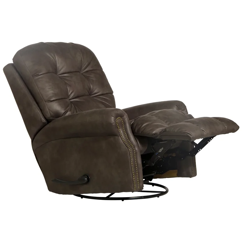 Bowery Hill Modern Swivel Glider Recliner in Gray Polyester Fabric