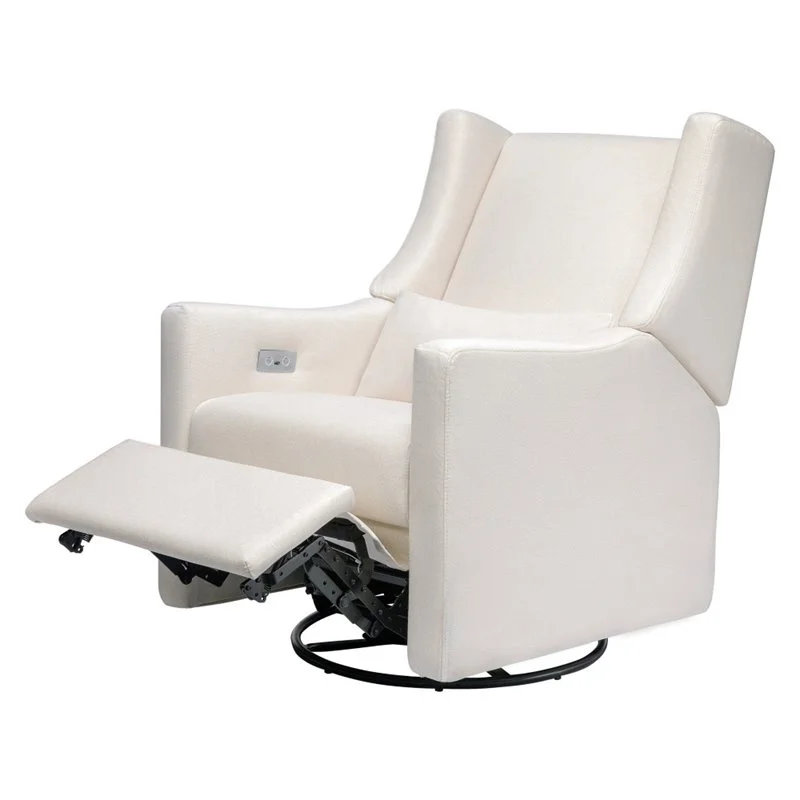 Pemberly Row Glider Recliner w/ Electronic Control in Cream Eco-Weave