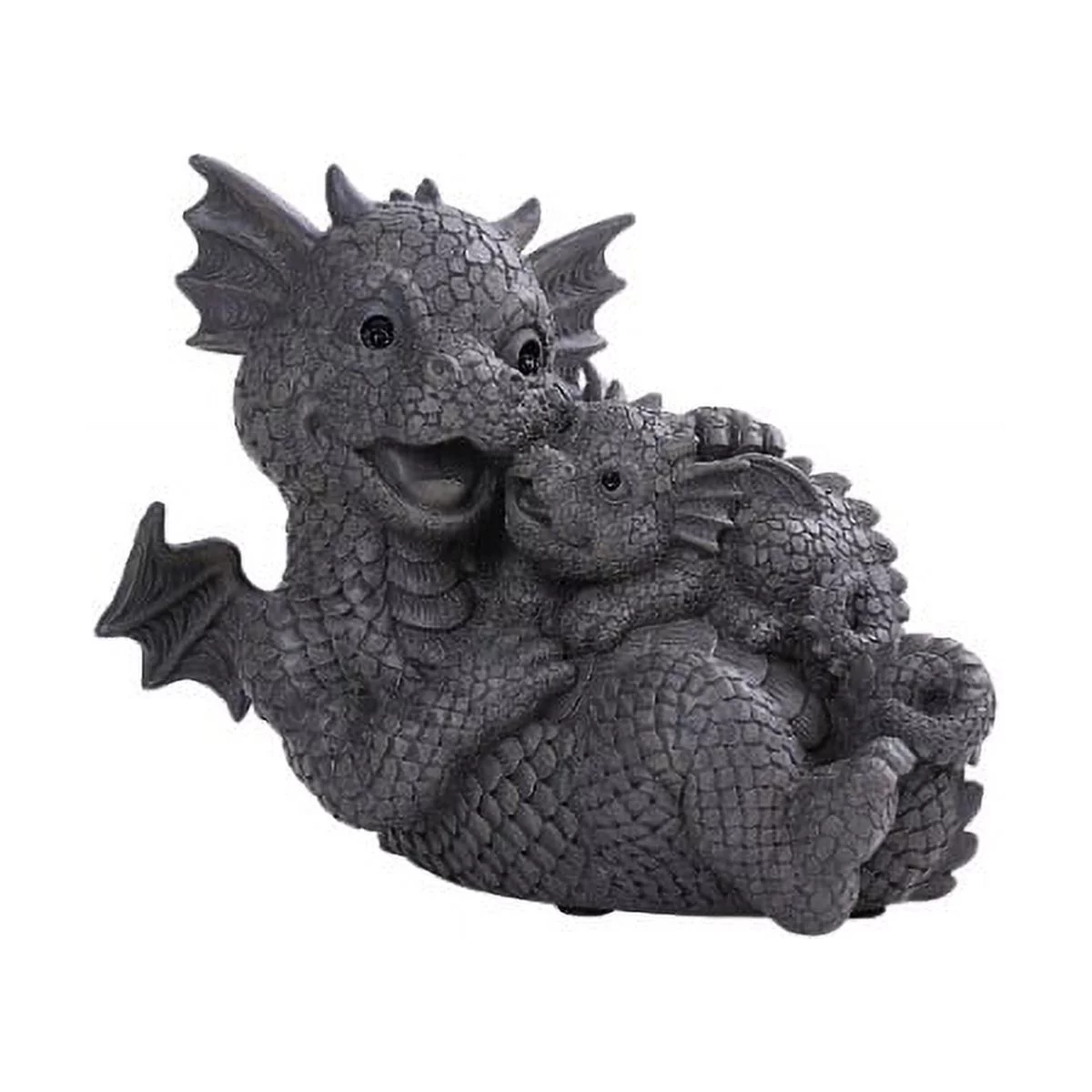 PT Garden Dragon Family Mother and Baby Dragon Garden Display Decorative Accent Sculpture Stone Finish 10 Inch Tall