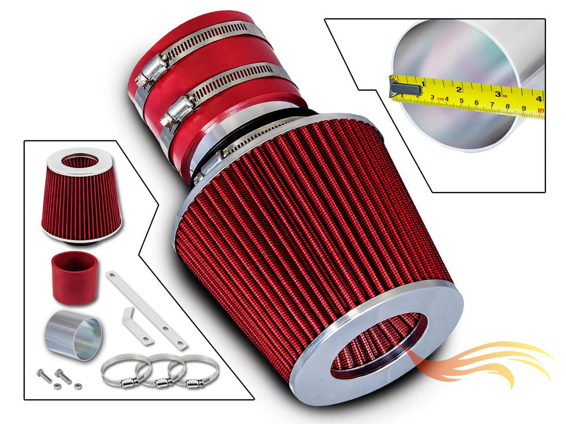 Rtunes Racing Short Ram Air Intake Kit + Filter Combo RED Compatible For 03-06 Kia Sorento LX EX 3.5L V6