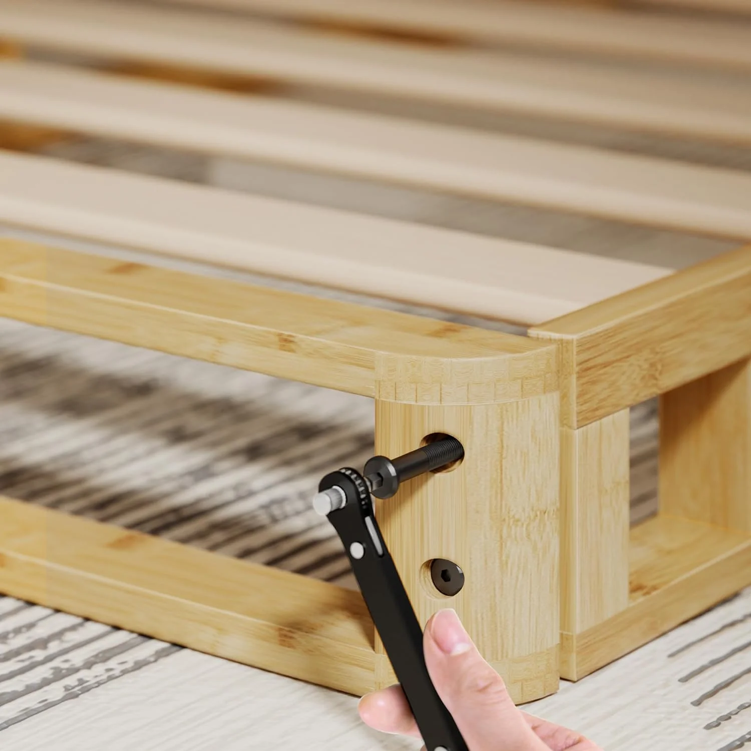 YILAN Edgar 4 Inch Bamboo Box Spring, Mattress Foundation, Sturdy Bamboo Structure, Low Profile, Easy Assembly, Twin