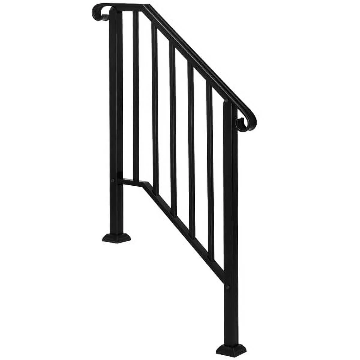 Matte Black Outdoor Iron Handrail - Enhance Home Entry Safety