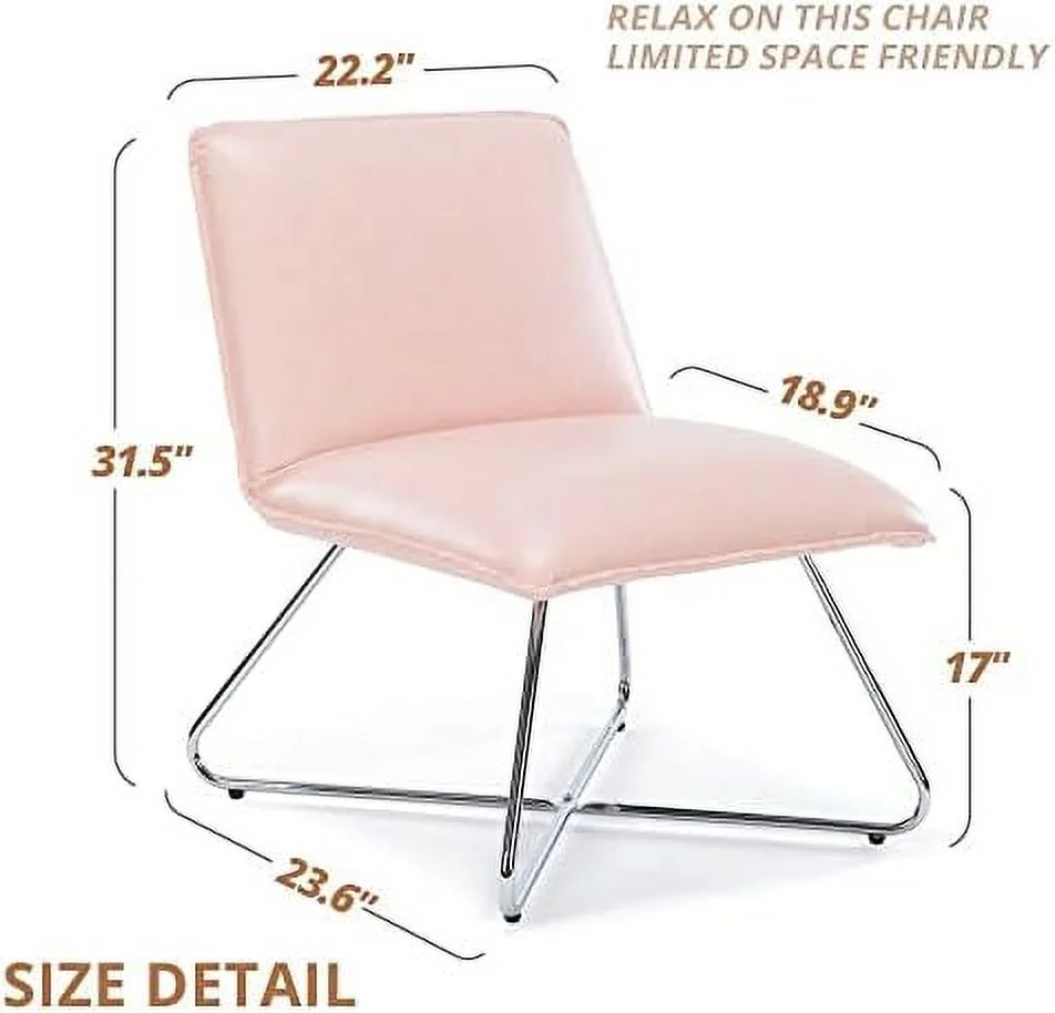 ZFGSUIJN Accent Chair   5 Positions Recline Chair  Distressed Brown Armless Accent Chairs  17\u2033High  Comfy Mid Century Modern Chair with Adjustable Backrest for Bedroom  Living Room