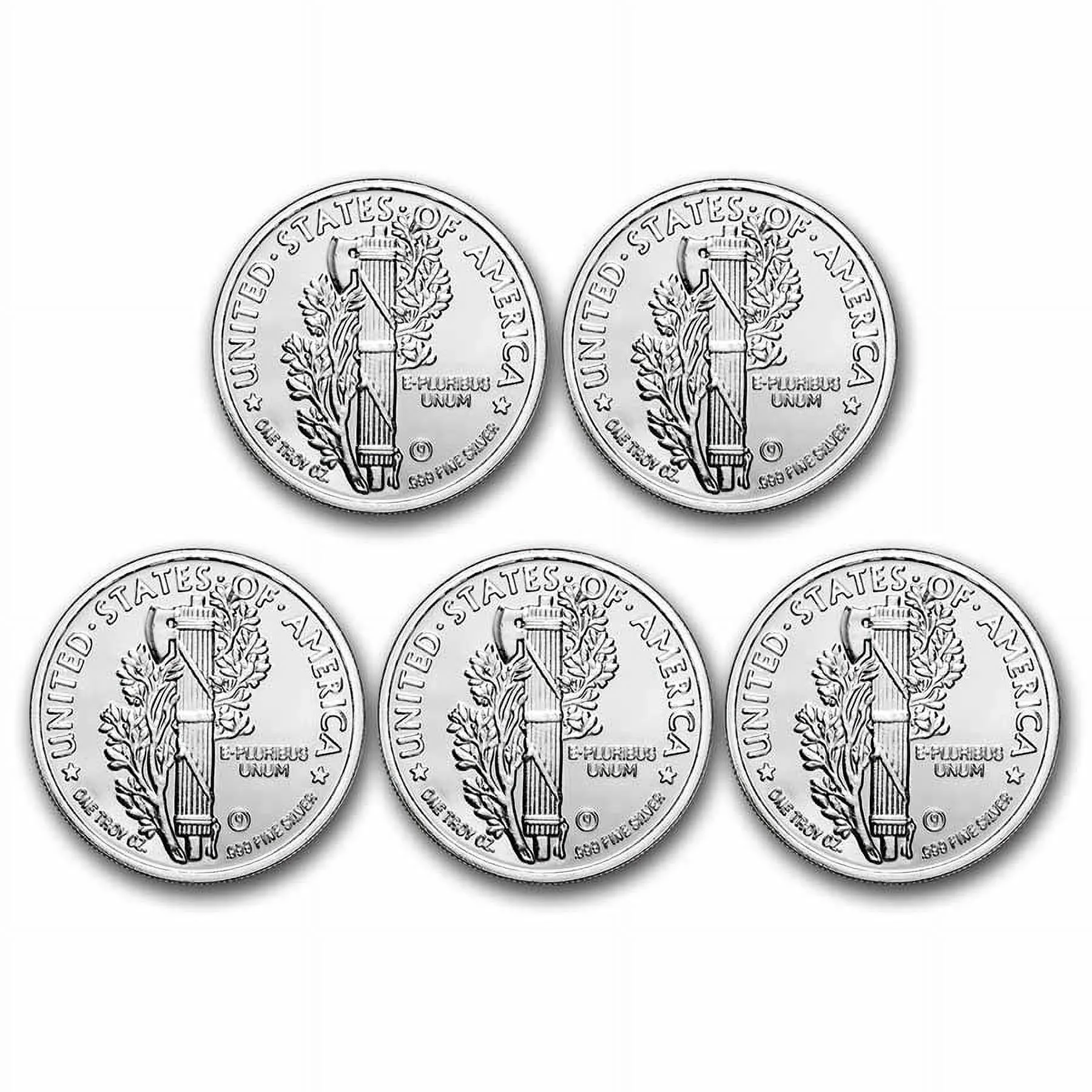 1 oz Silver Round - Mercury Dime (Lot of 5) - Walmart