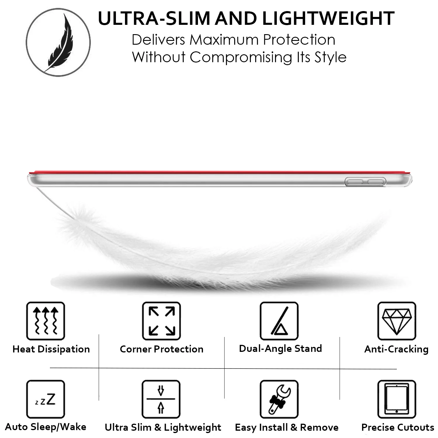 DuraSafe Cases iPad 2014 9.7 Inch Air 2 1 [ iPad 6th 5th Air 1st 2nd ] A1567 A1566 MGLW2LL/A MGL12LL/A MH0W2LL/A MGKM2LL/A Slim Hard Shell Protective Stand Cover - Red