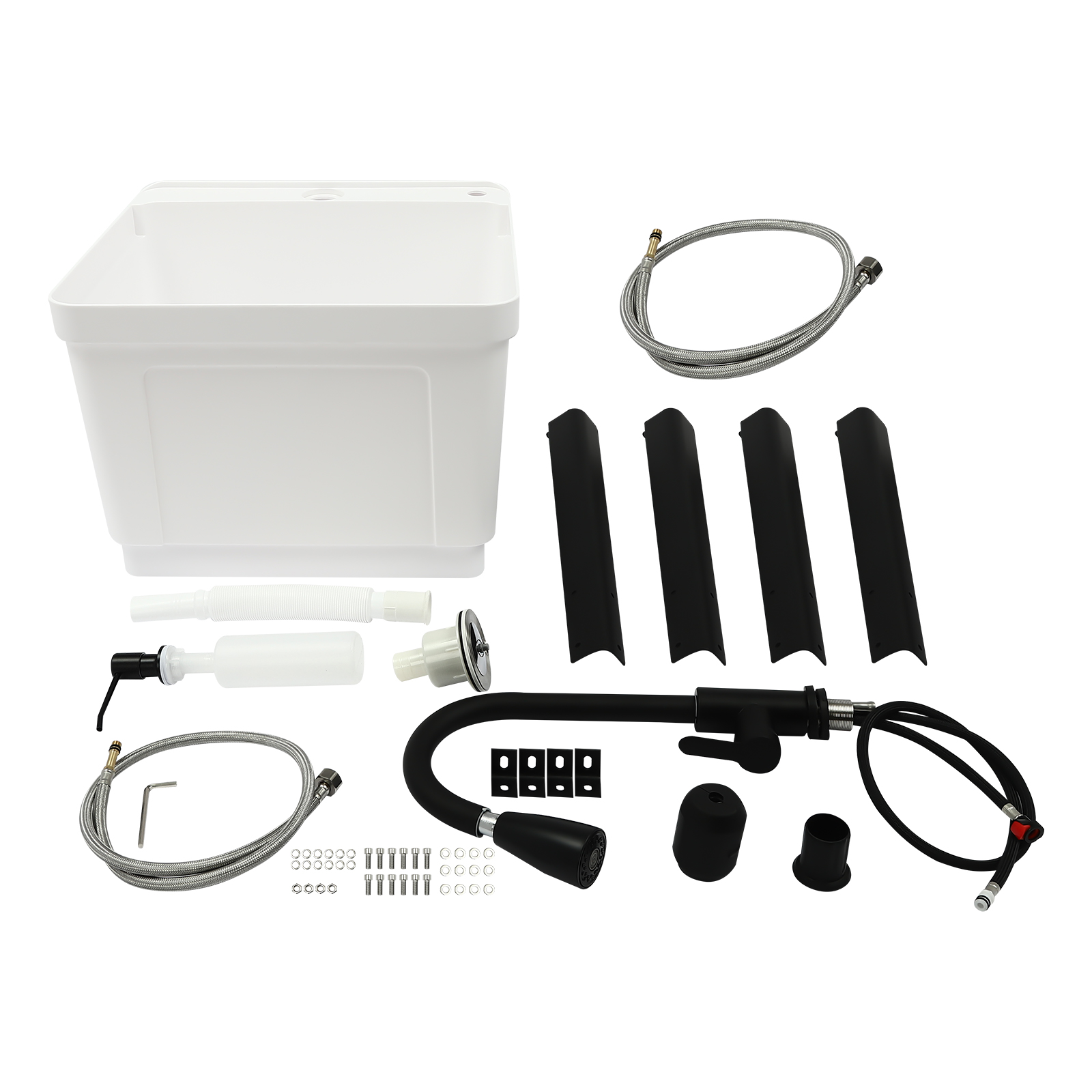 Laundry Sink With High Arc Stainless Steel Pull Down Faucet, Freestanding Space Saving Laundry Tub, Freestanding Wash Station