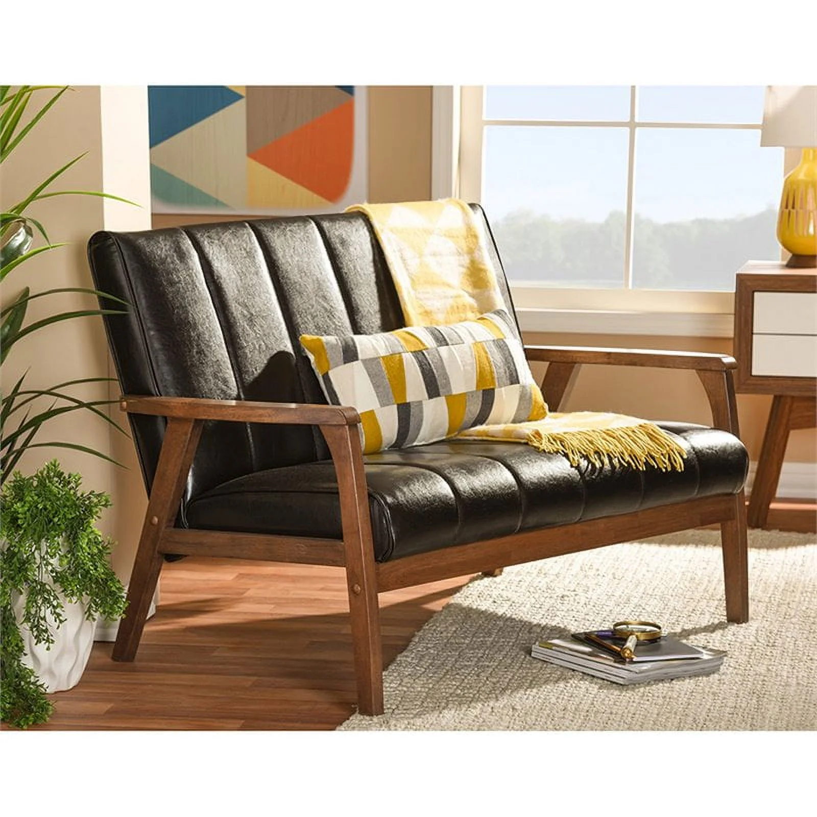 Home Square 2 Piece Living Room Set with Sofa and Loveseat in Dark Brown