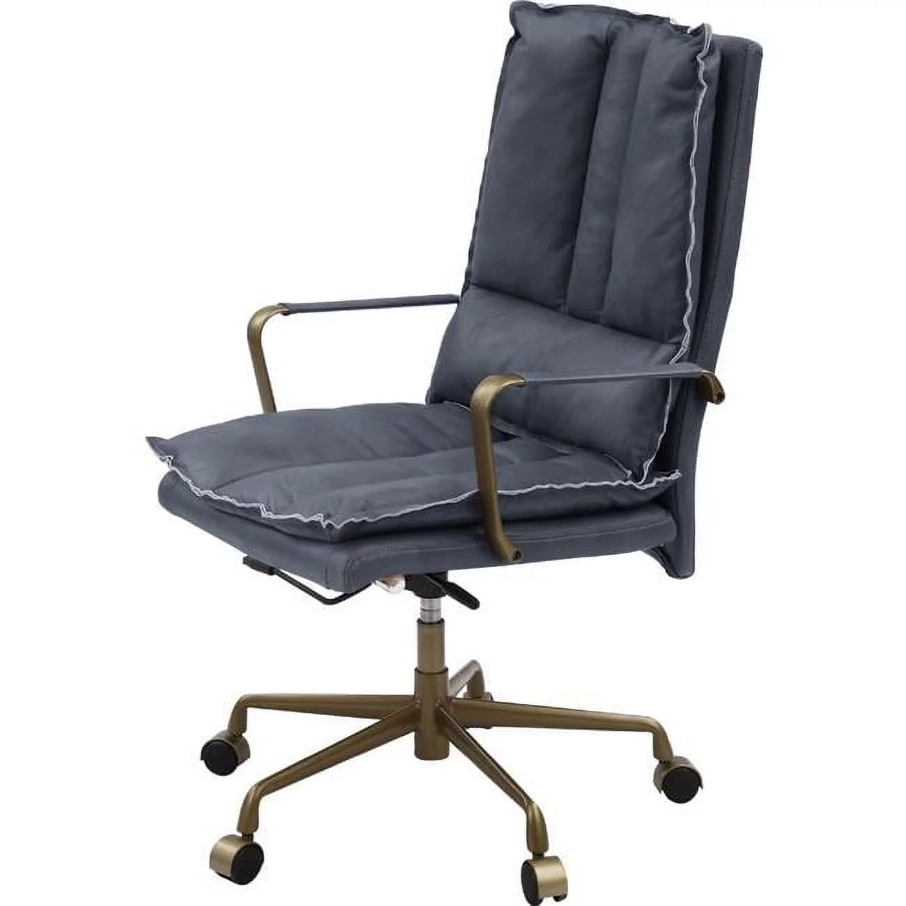Benzara BM268940 41 x 25 x 26 in. Office Chair with Leatherette Seat & Tufted Details, Gray