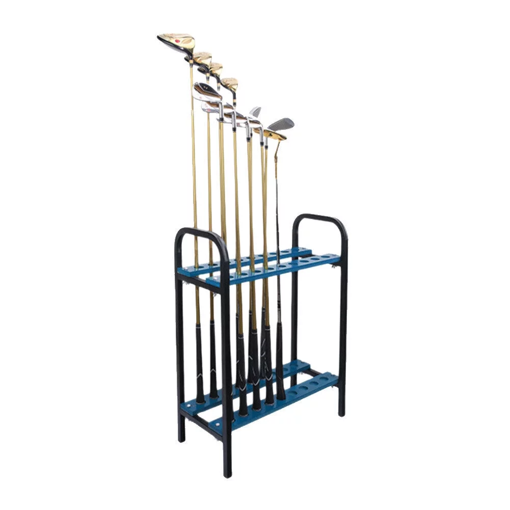 Crestgolf 18 Holes Golf Club Rack, Golf Stand Display Organizer Shelf, Durable Metal Black&Blue Golf Club Holder Shelf 1 Pcs