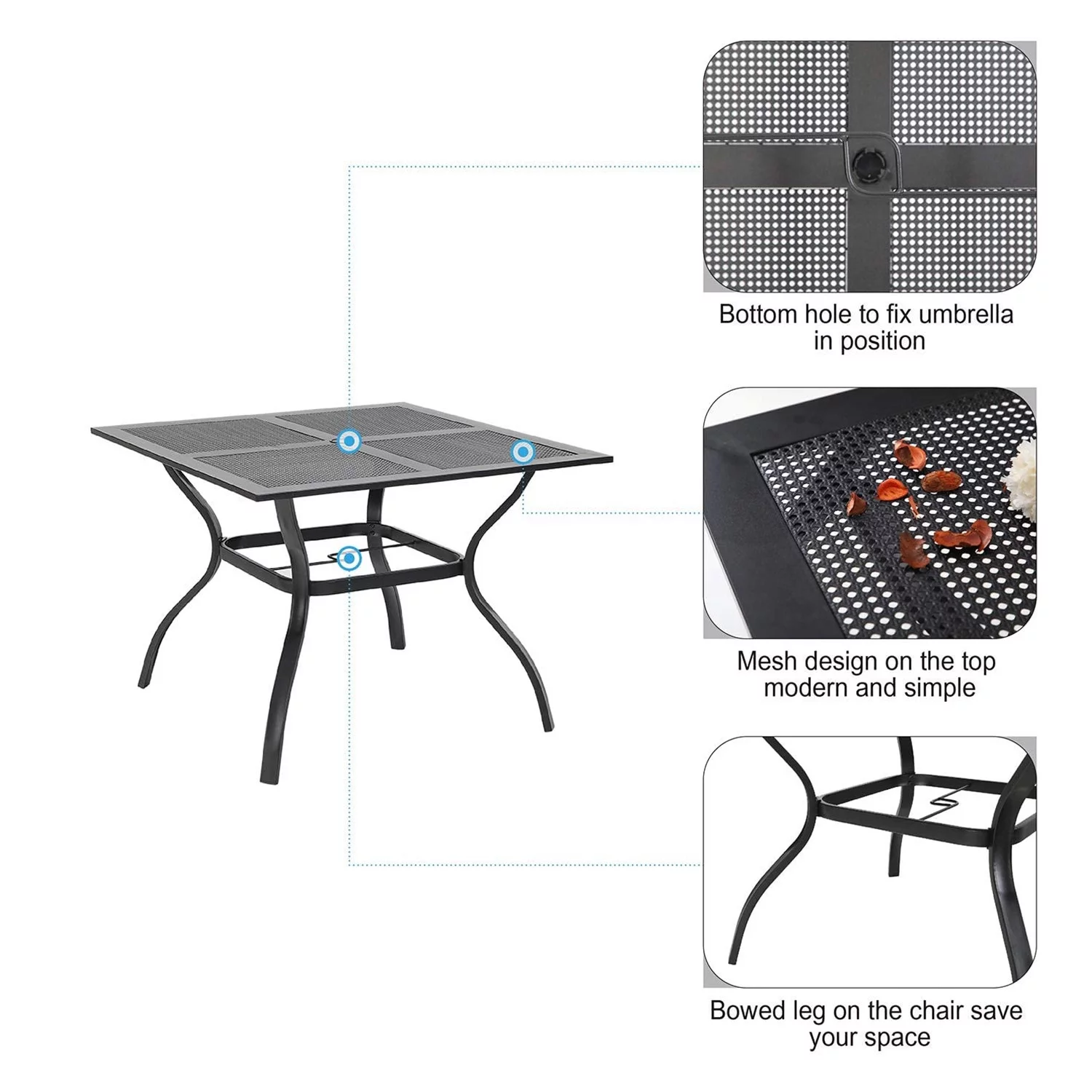 Sophia & William 5 Pieces Metal Patio Dining Set Paded Chairs and Table Furniture Set