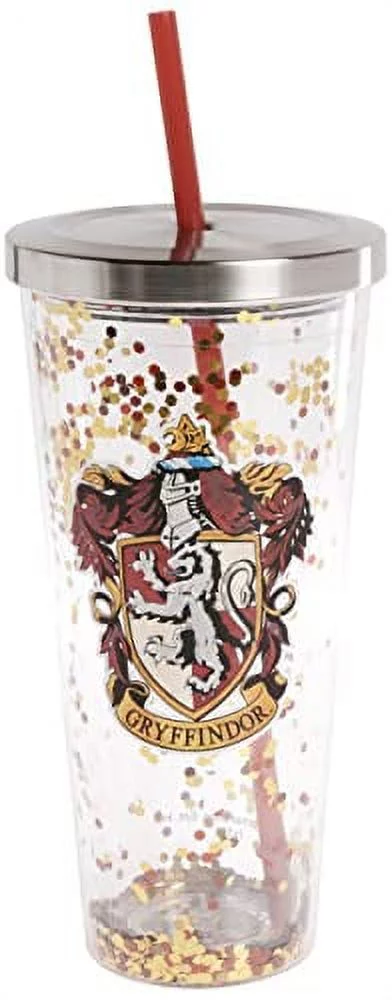 Harry Potter: Gryffindor - Red Gold Glitter 20oz Acrylic Double Walled Tumbler Cup