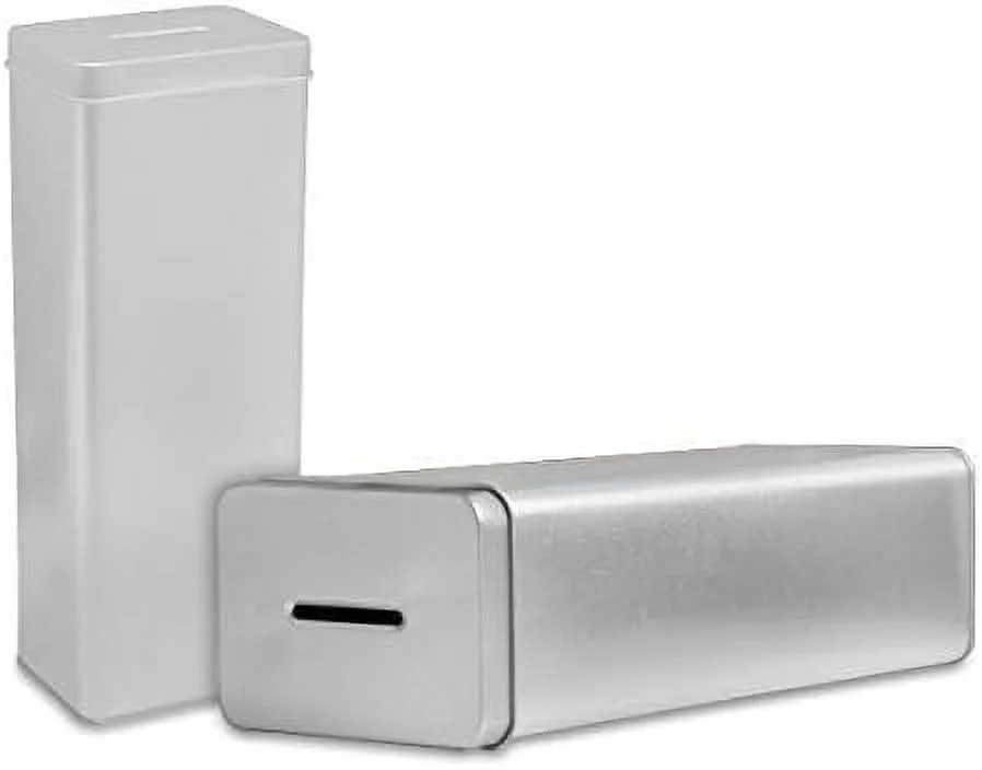 Tall High Metal Tin Charity Donation Box Tip Container Coin Collection Box Ticket Box 10