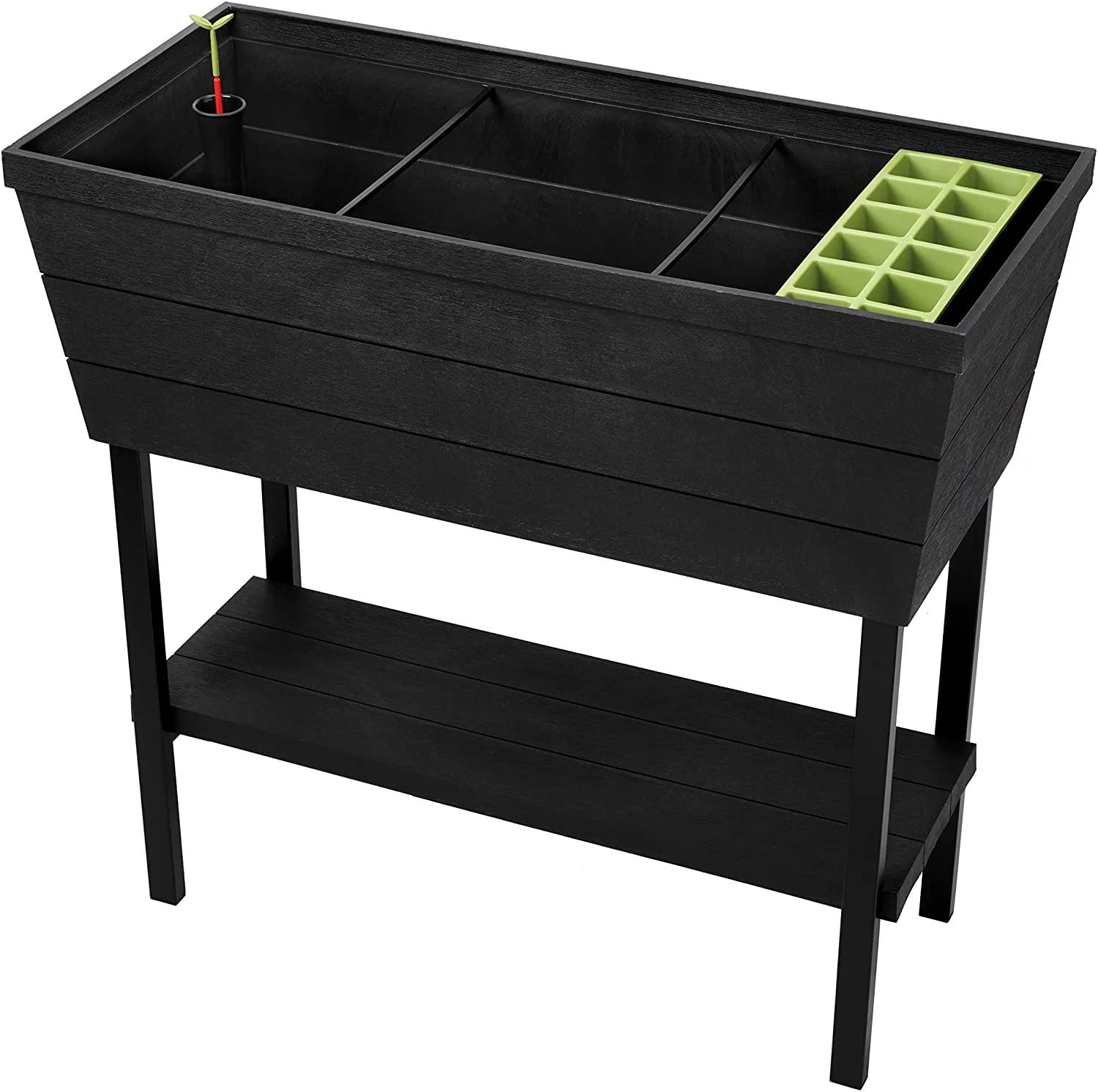 Urban Bloomer 12.7 Gallon Raised Garden Bed With Self Watering Planter Box And Drainage Plug, Dark Grey