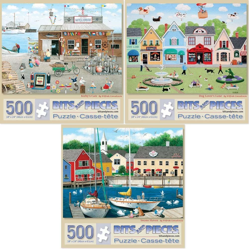 Bits and Pieces Set of Three (3) 500 Piece Country Jigsaw Puzzles By Wilfrido Limvalencia 18