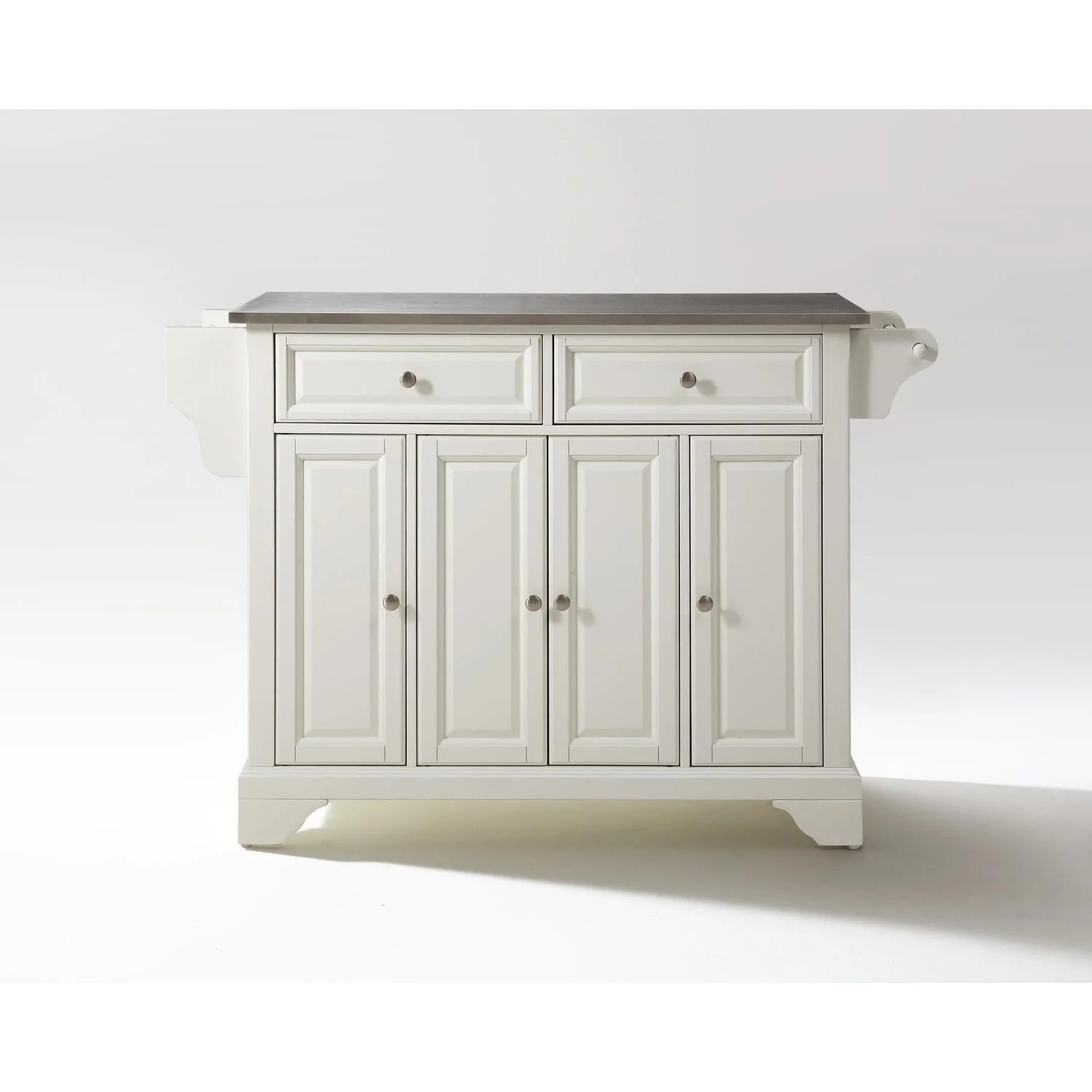 Crosley Furniture LaFayette Wood Kitchen Island in White & Silver