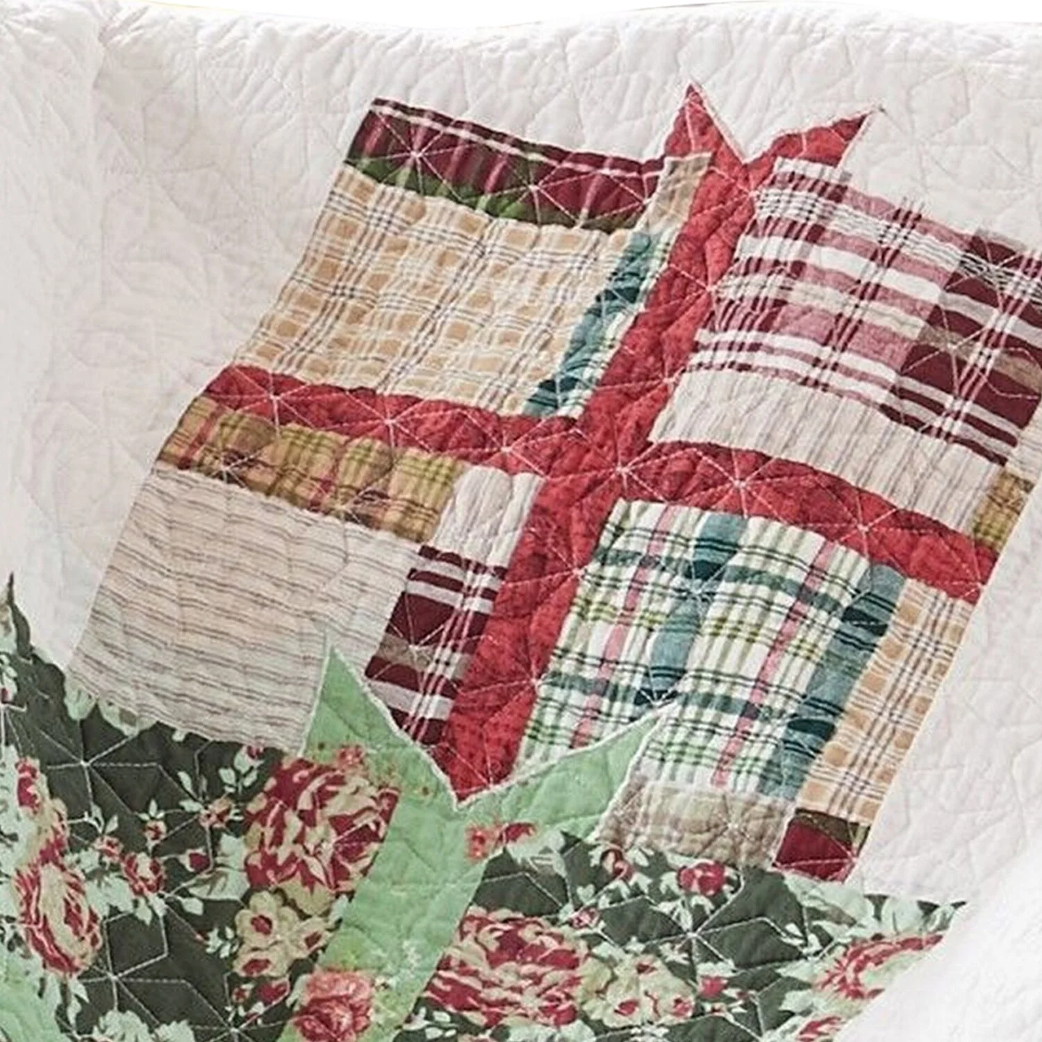 Benjara  1 x 60 x 50 in. Cotton Quilted Throw Blanket with Fill & Winter Gifts, Multi Color