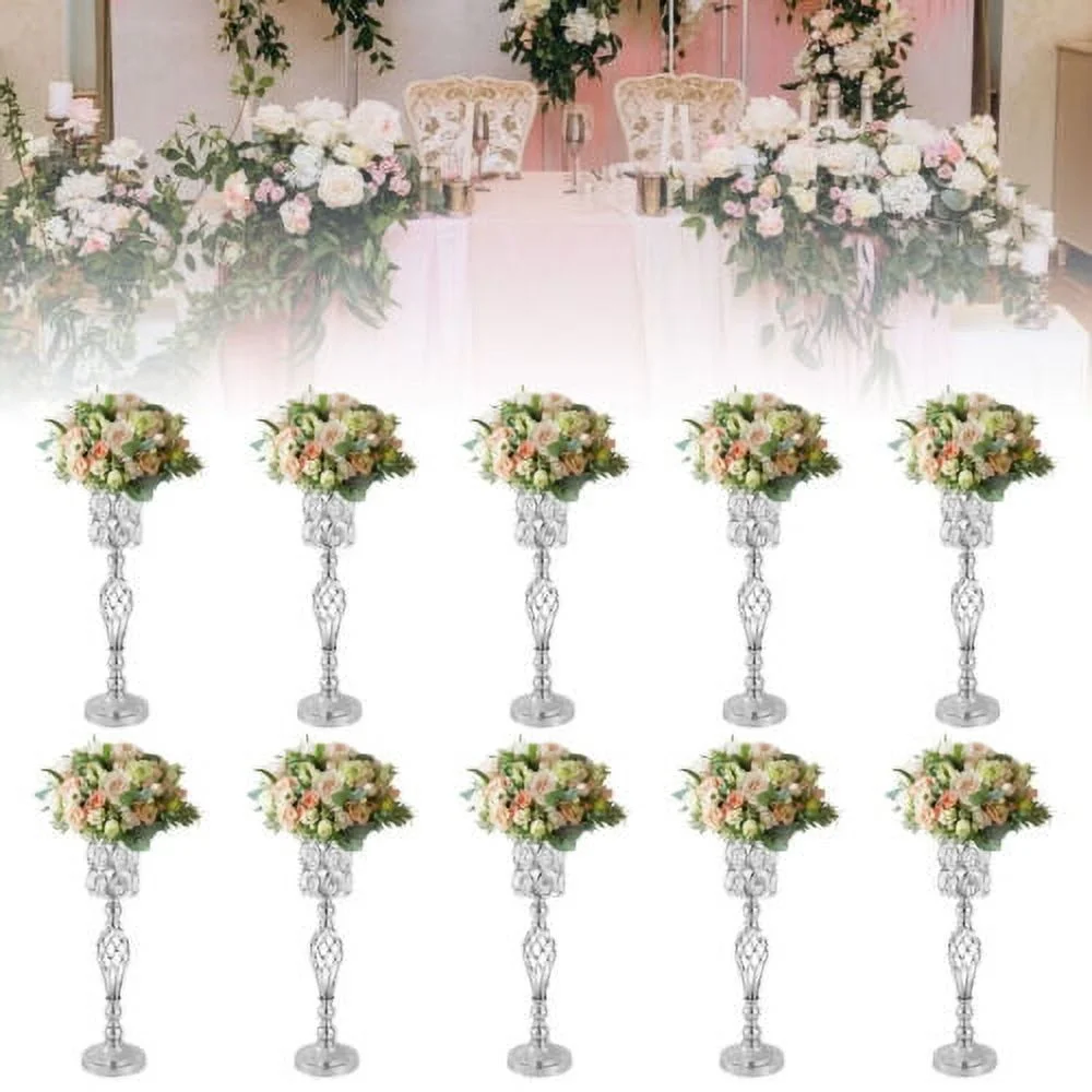 10Pc Metal Wedding Table Centerpieces Crystal Flower Vase Stand Party Decor