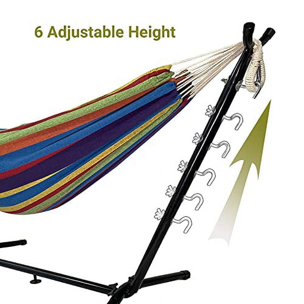 Highwild Double Hammock with Steel Stand - Max 600 Lbs (B- Blue/Purple)