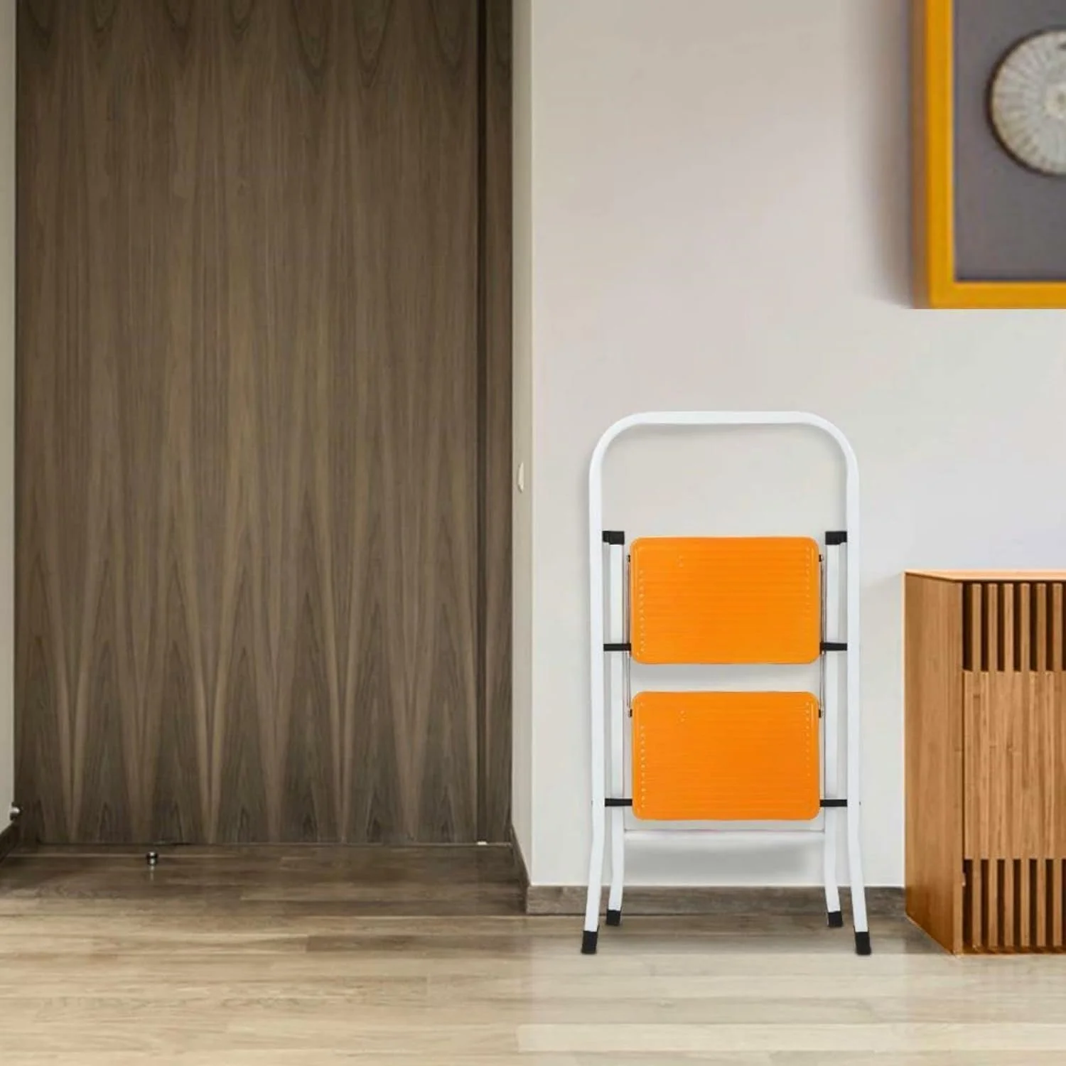 2 Step Ladder, Folding Step Stool Steel Anti-Slip Sturdy Wide Pedal 330lbs Load