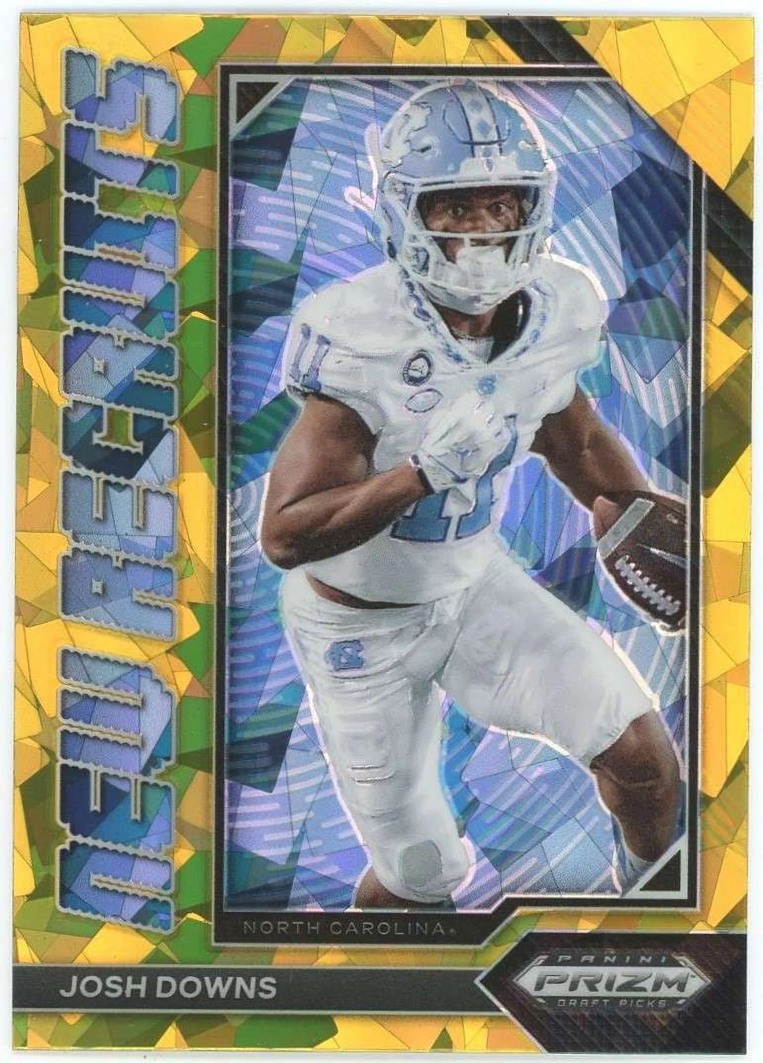 NFL 2023 Panini Prizm Draft Picks Gold Ice Prizm Josh Downs NR-11 (Rookie, New Recruits)