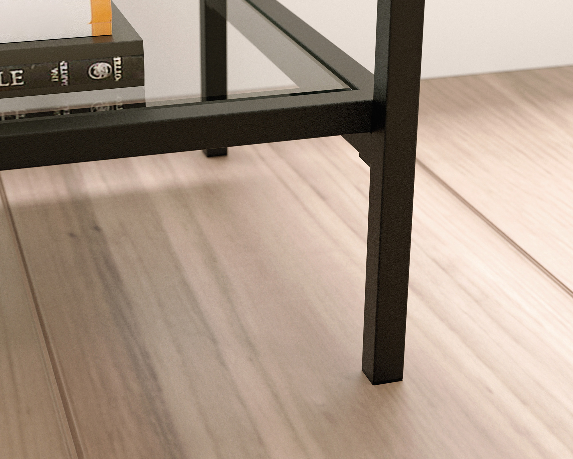 Harvey Park Black Glass-Top Console Table