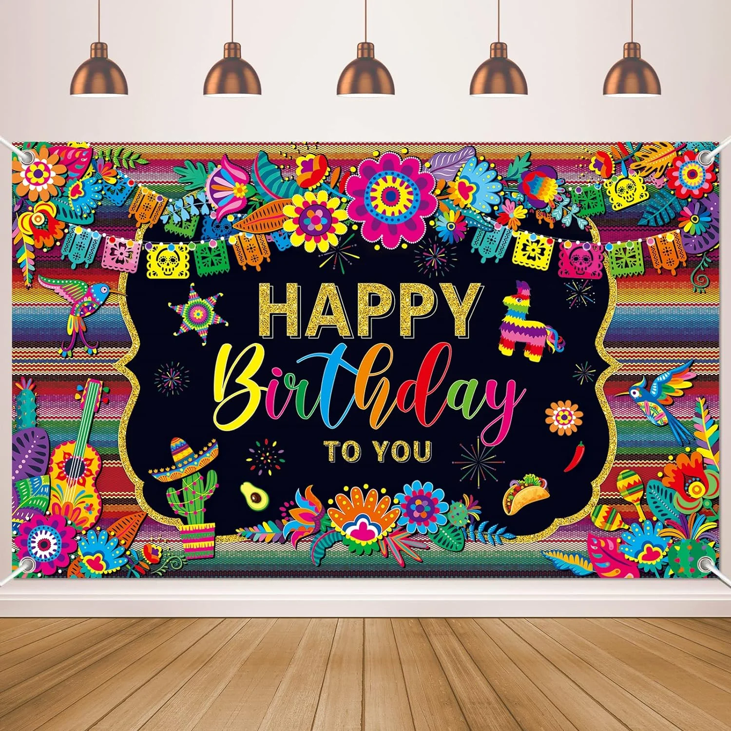 7 * 5ft Mexican Fiesta Themed Happy Birthday Backdrop Mexico Cinco De Mayo Party Decorations Fiesta Banner Carnival