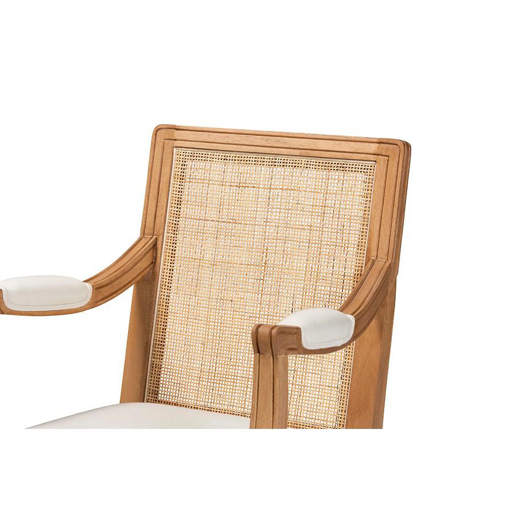 bali & pari Garridan Traditional French Beige Fabric and Honey Oak Finished Wood Accent Chair