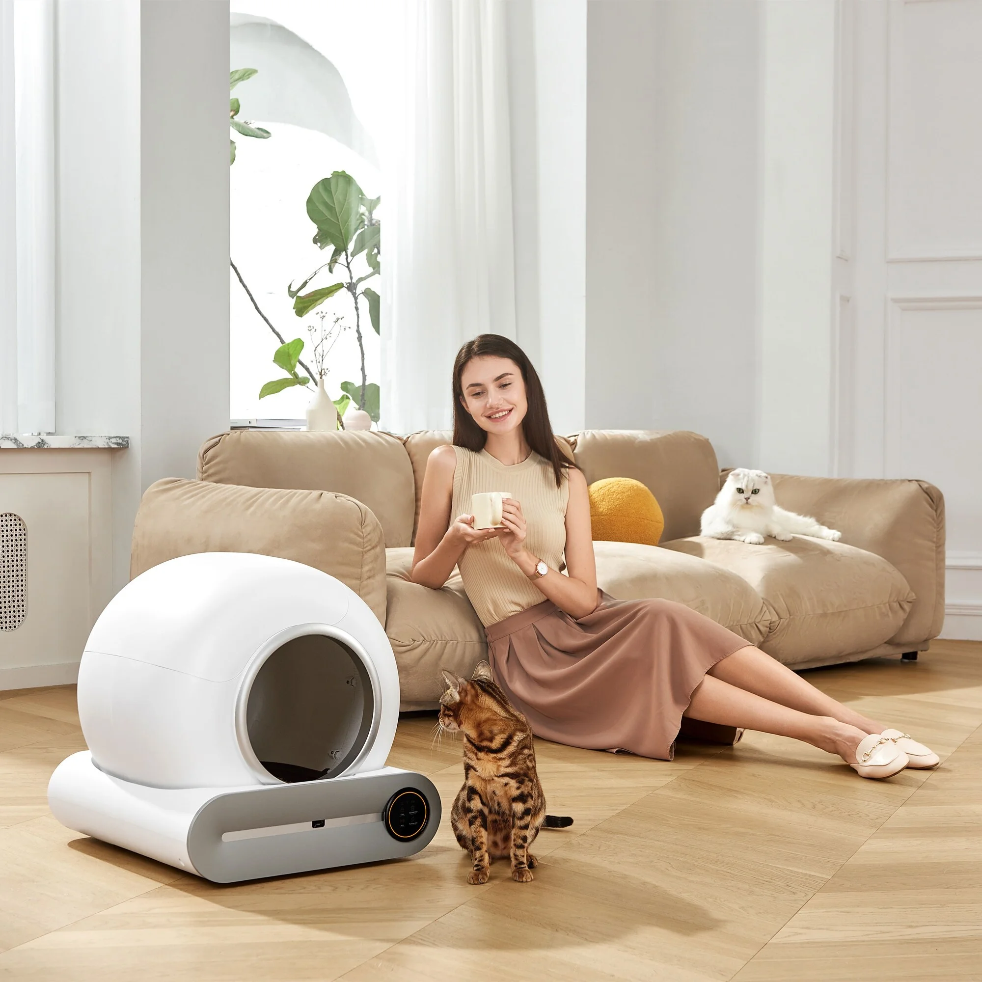 Kichae Self-Cleaning Cat Litter Box, Automatic Scooping and Odor Removal, App Control Support 2.4G WiFi