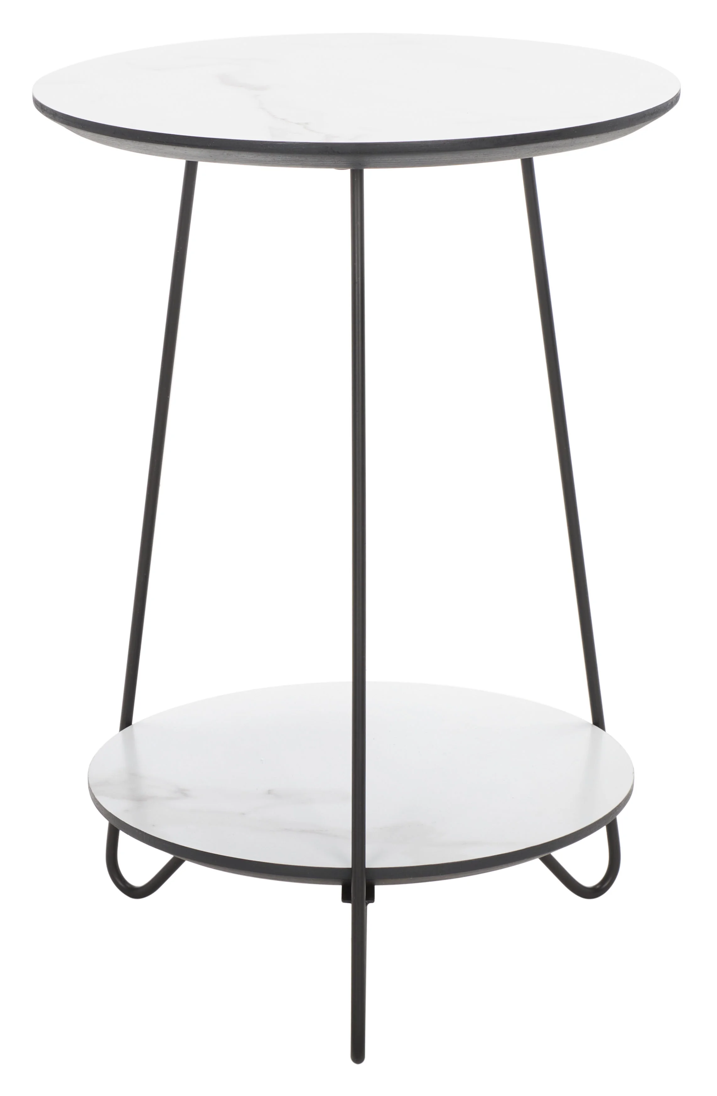 SAFAVIEH Avalin.e Modern Style Round Side Table, White/Black (15 in. W x 15 in. D x 21.6 in. H)