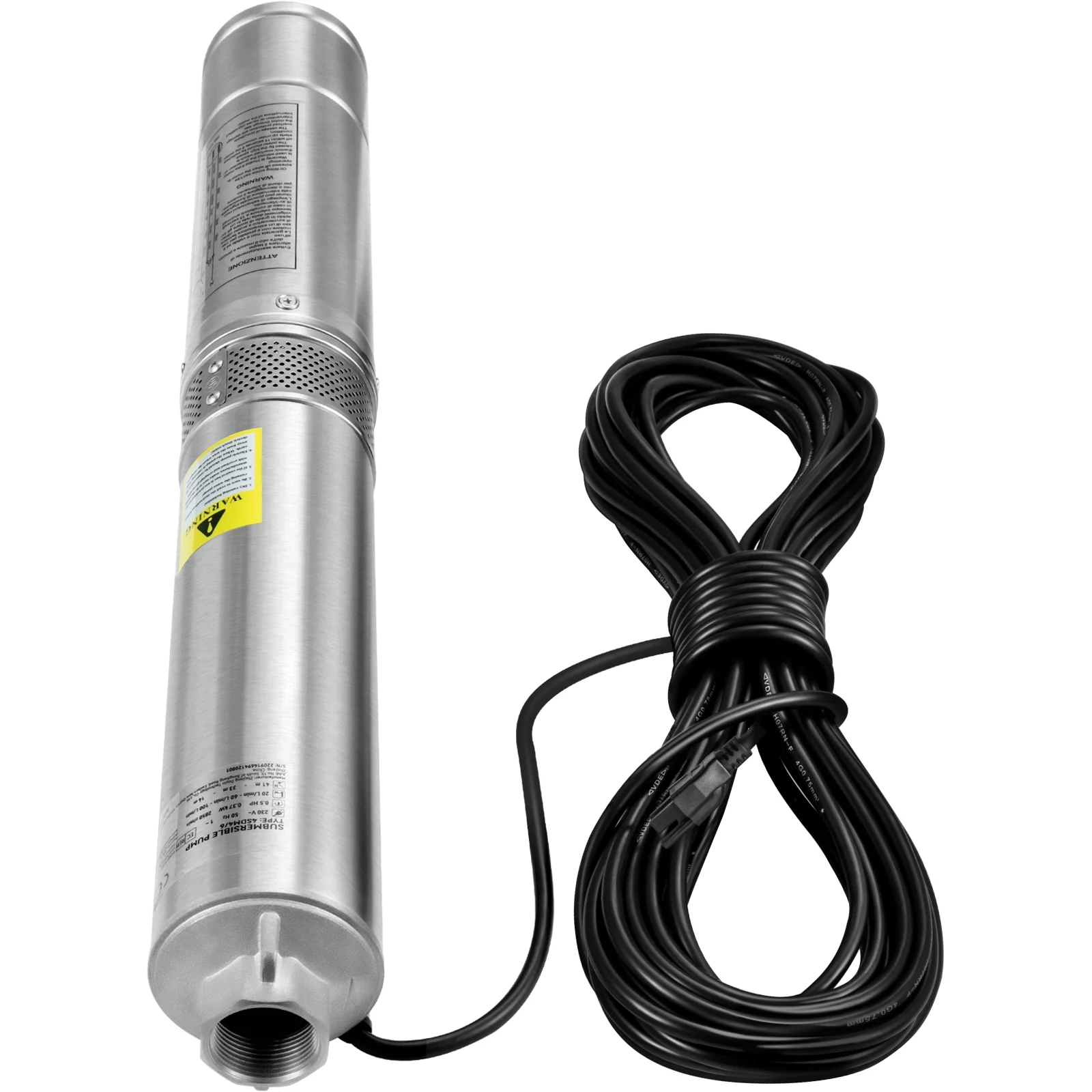 SKYSHALO Deep Well Submersible Pump, 37GPM Flow 427 ft Head, with 33 ft Electric Cord, 4 inch Stainless Steel Water Pumps for Industrial, Irrigation & Home Use, 2HP/1500W 230V/60Hz