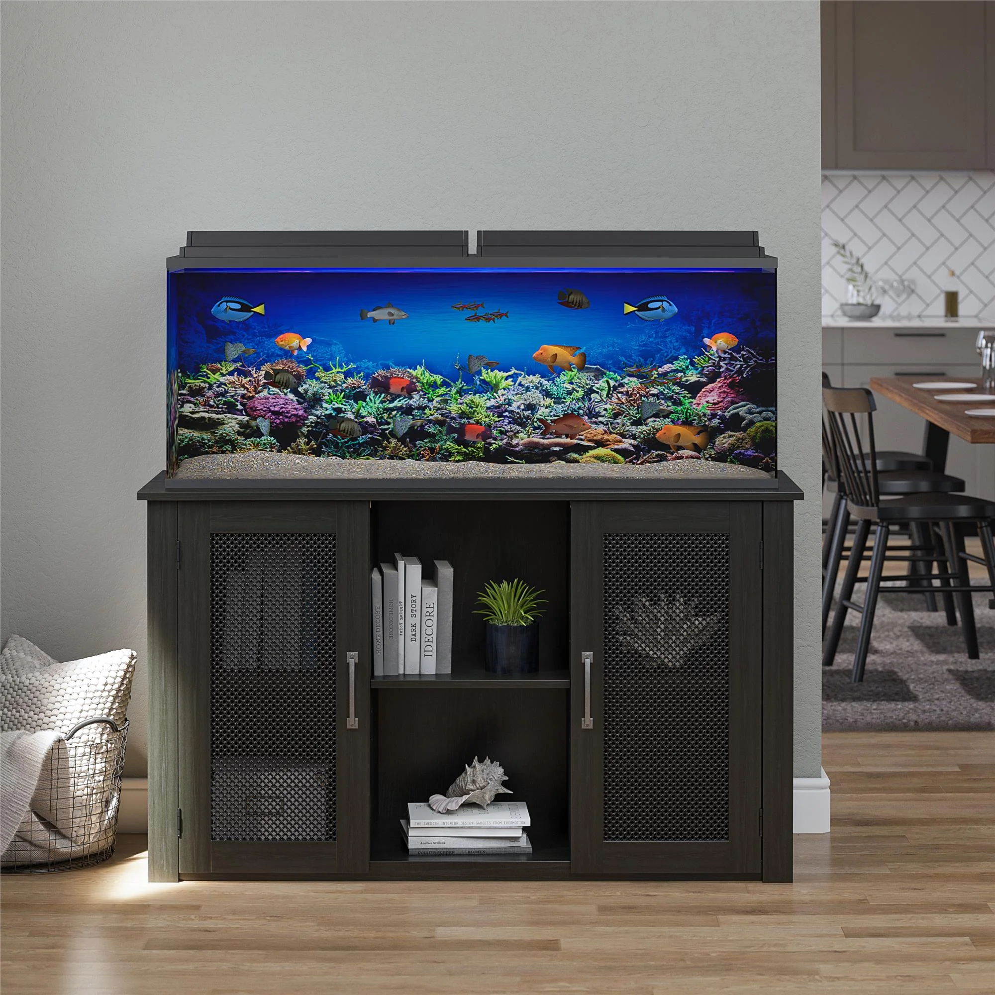 Woven Paths Wade 55 Gallon Aquarium or Terrarium Stand, Black Oak